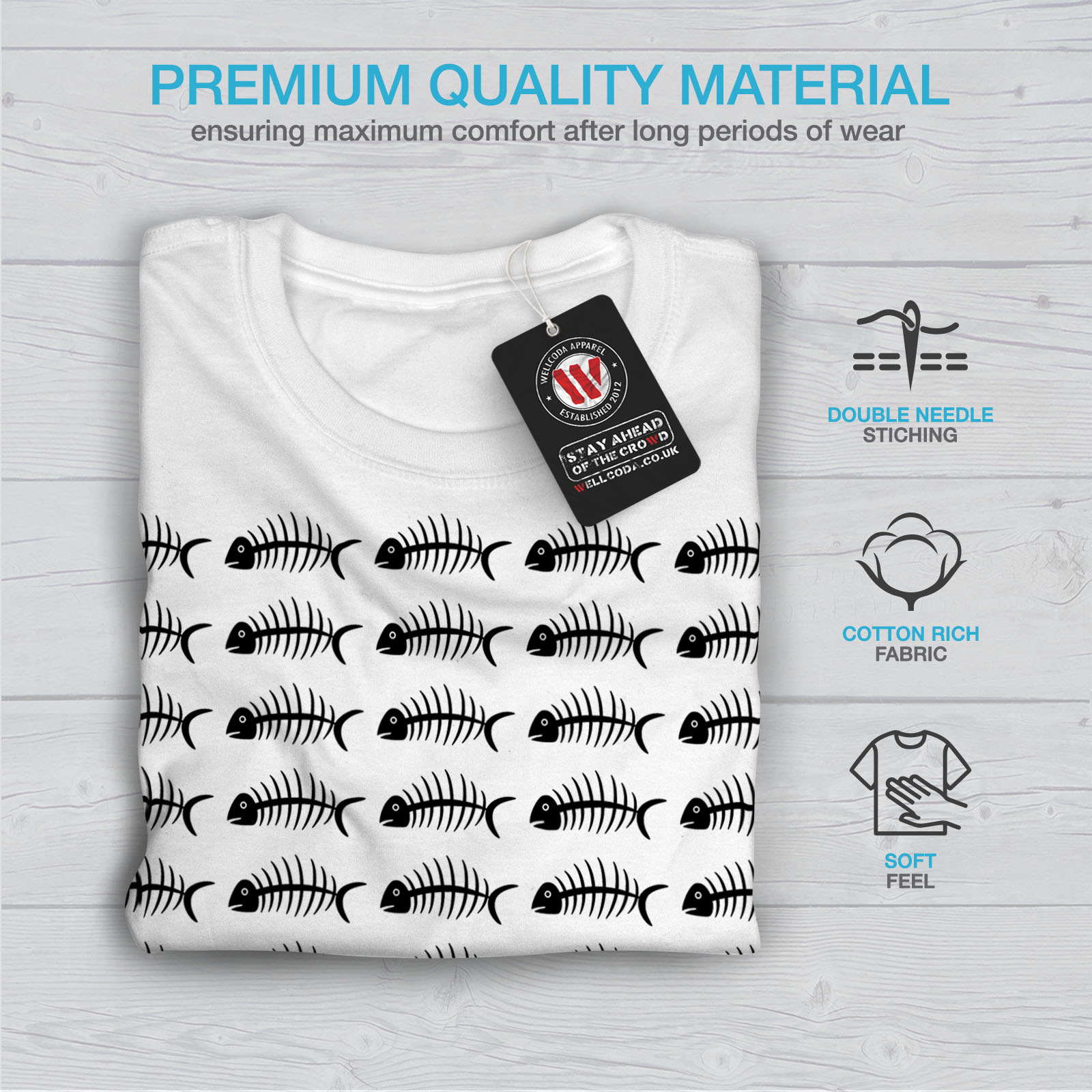 Aqua Graphic Design Printed Tee Wellcoda Fish Motivational Mens T-shirt
