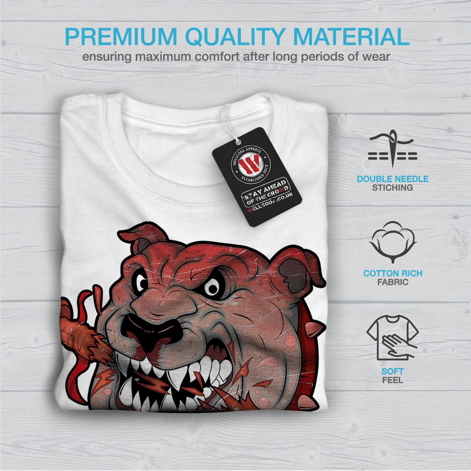 Wellcoda Mad agressif en colère chien T-shirt homme jeu de conception graphique imprimé Tee