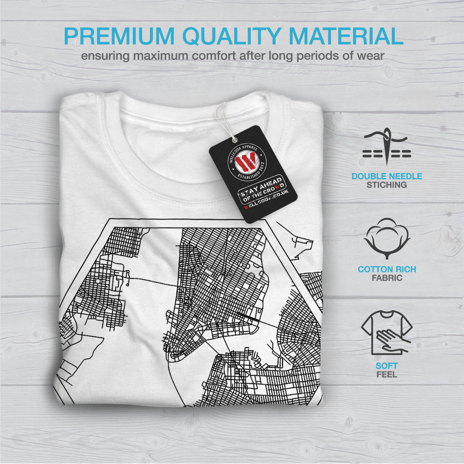 America Graphic Design Printed Tee Wellcoda New York City Map Mens T-shirt