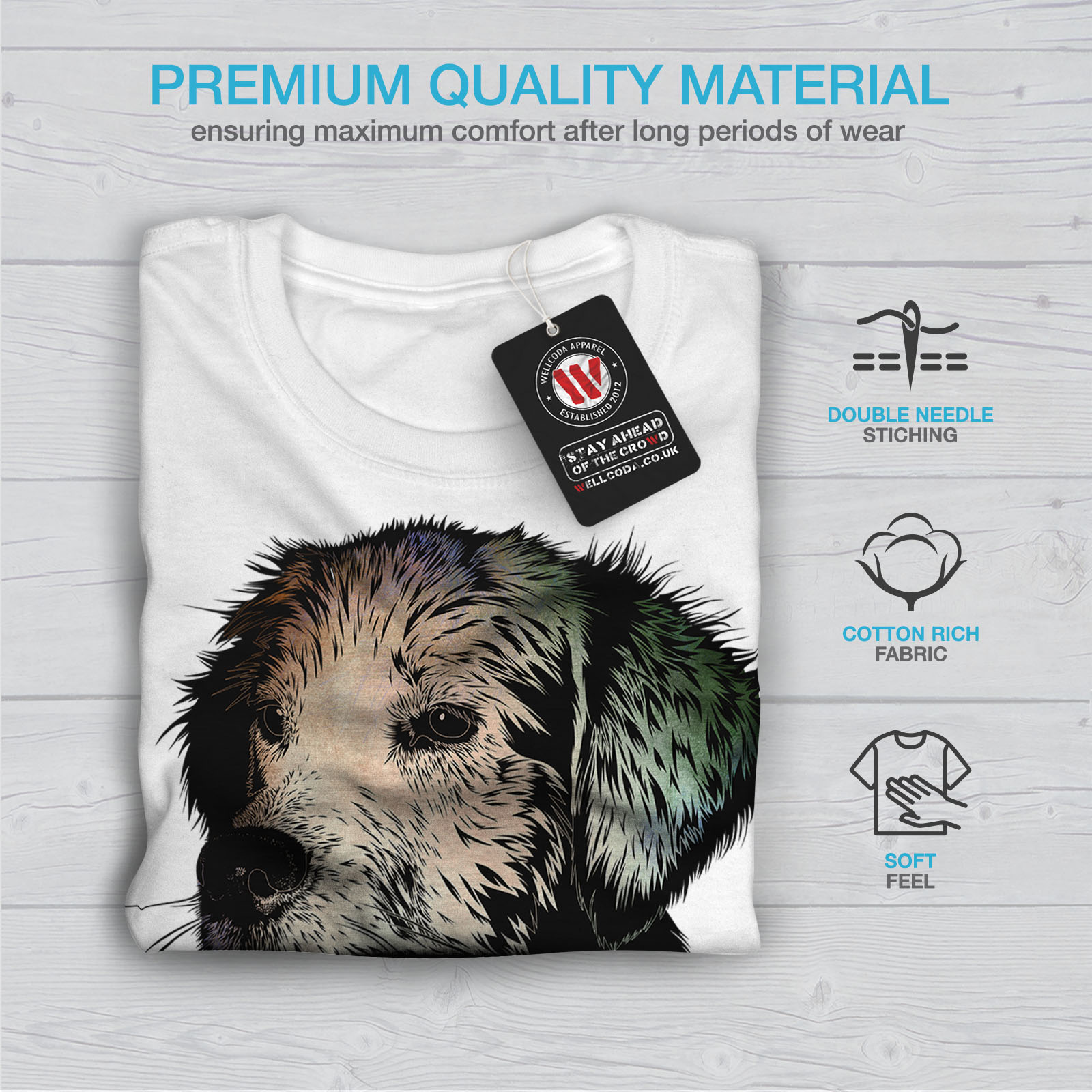 Felice design grafico stampato T-shirt Wellcoda 42 anni CANINI Erba Da Uomo T-shirt