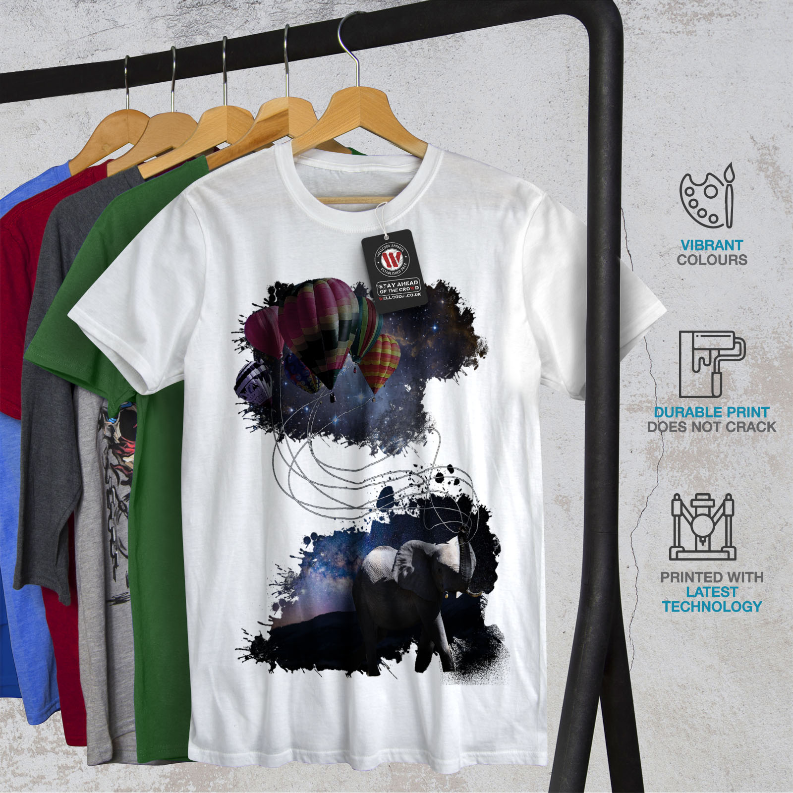 Animale Design Grafico Stampato T-shirt Wellcoda Dream Fantasia Elefante Da Uomo T-shirt