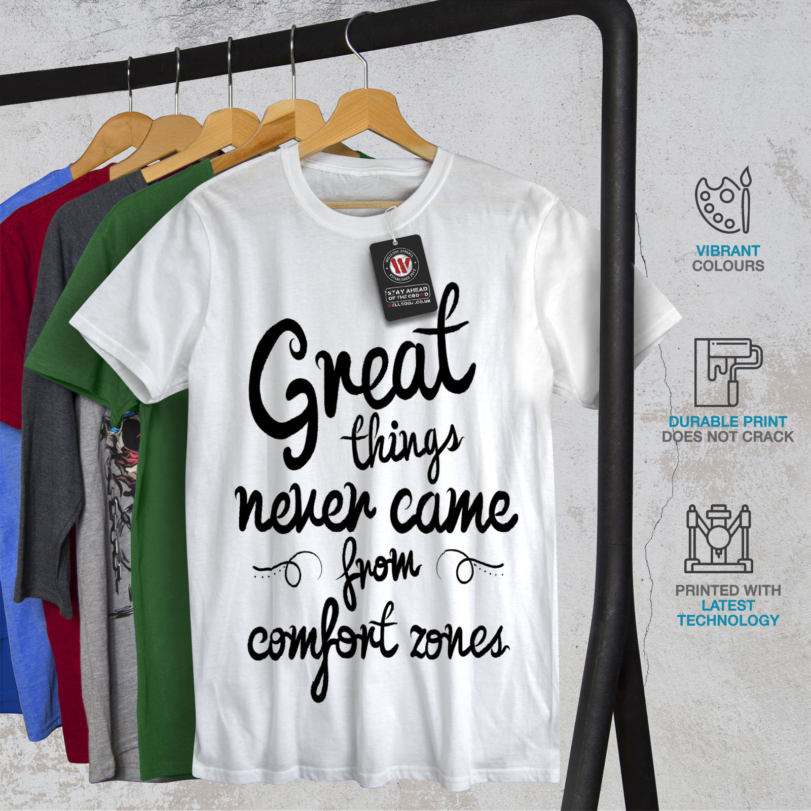 Inspiration Graphic Design Printed Tee Details about   Wellcoda Comfort Zones Mens T-shirt