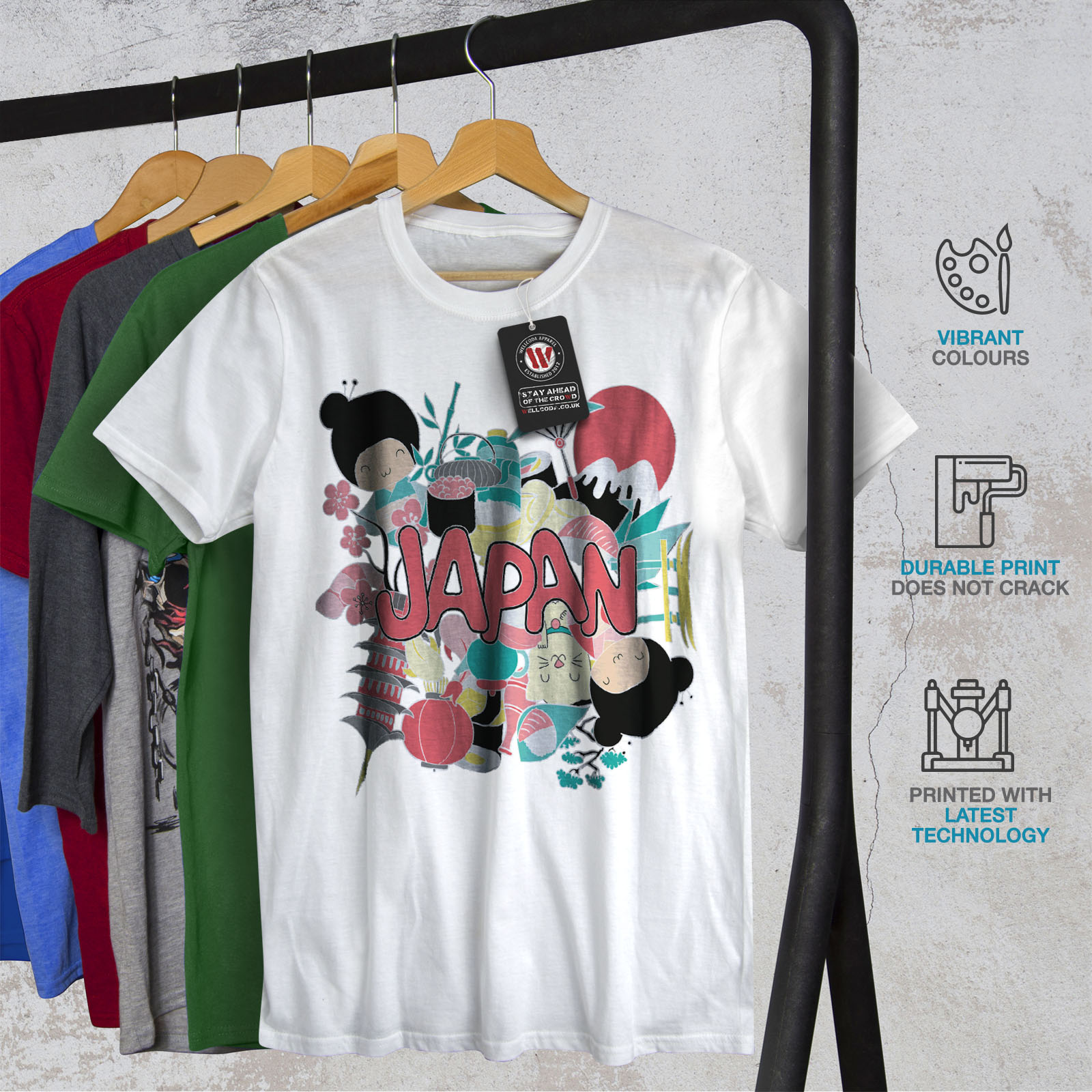 Wellcoda Japan Culture Mens T-shirt Culture Graphic Design Printed Tee