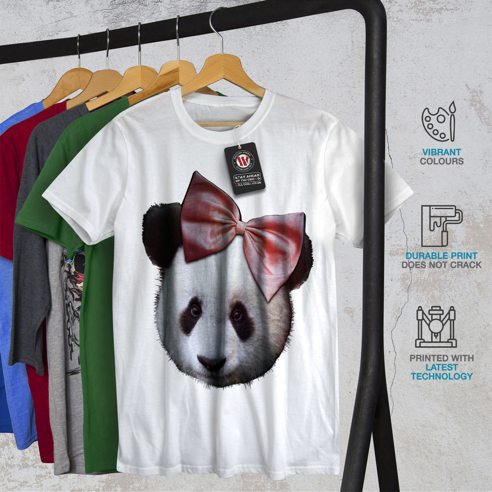 Wellcoda Panda Carino Nastro Da Uomo T-shirt tenerezza design grafico stampato T-shirt