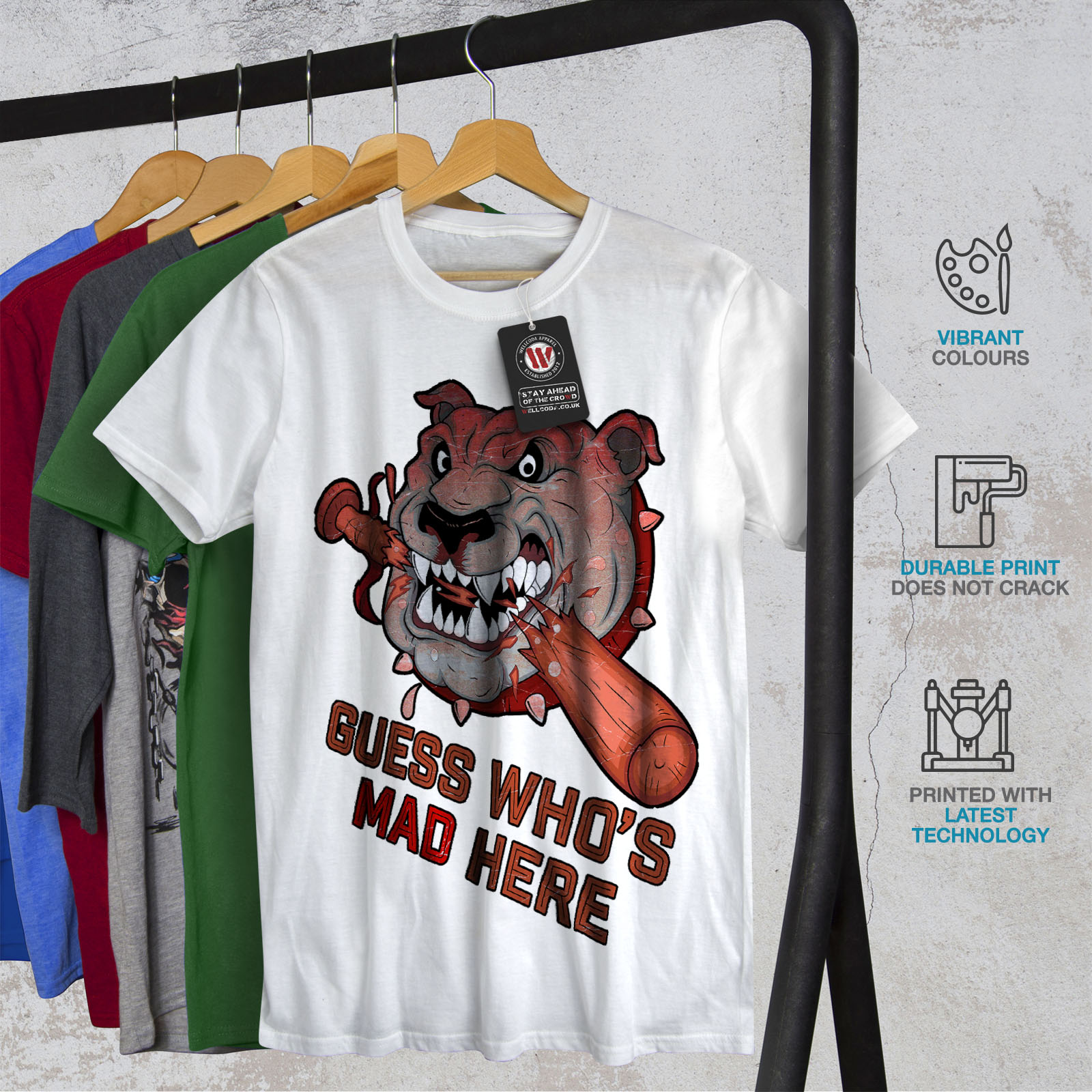 Wellcoda Mad agressif en colère chien T-shirt homme jeu de conception graphique imprimé Tee