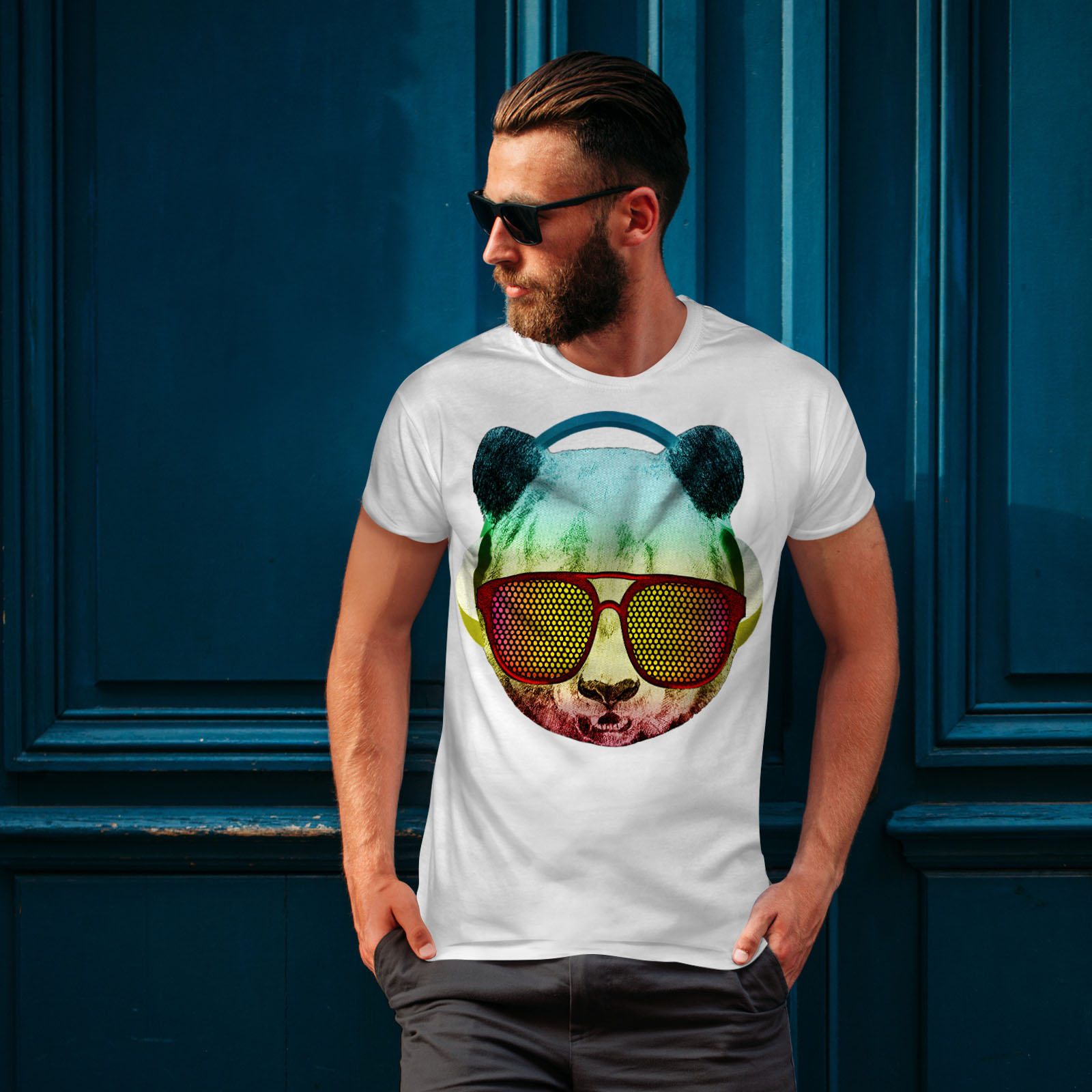 Wellcoda Music Fan Panda Bear Mens T-shirt Funky Graphic Design Printed Tee
