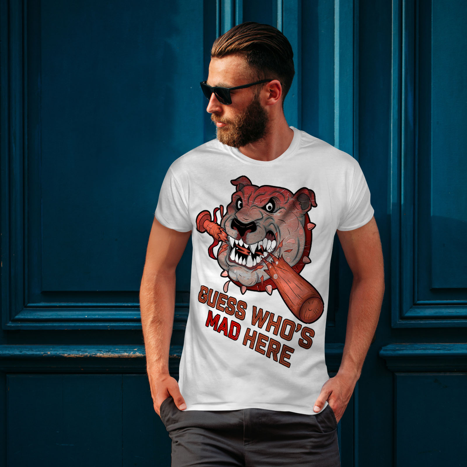 Wellcoda Mad agressif en colère chien T-shirt homme jeu de conception graphique imprimé Tee