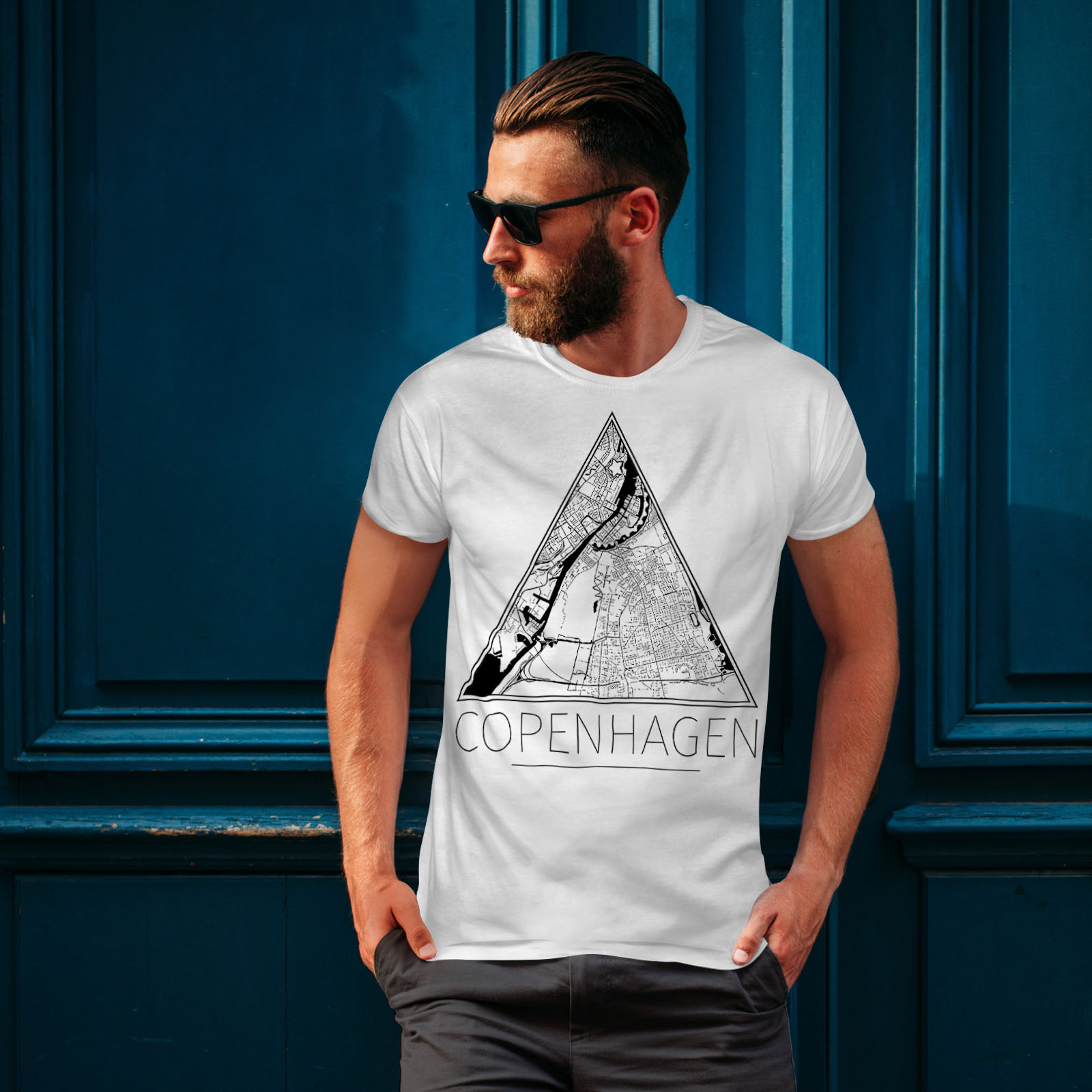 Big Graphic Design Printed Tee Wellcoda Denmark Copenhagen Mens T-shirt