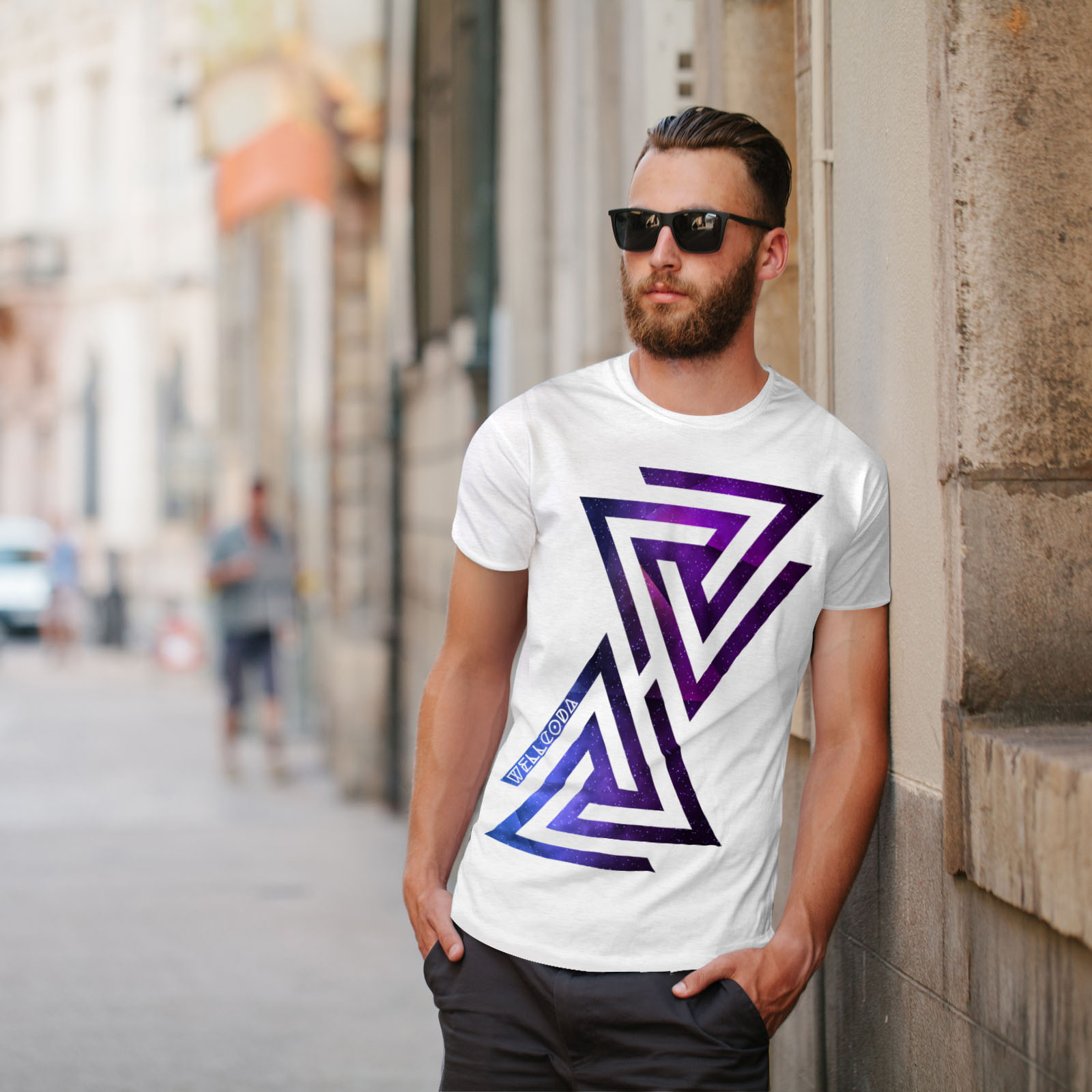 Galaxy Graphic Design Printed Tee Wellcoda Triangle Universe Mens T-shirt