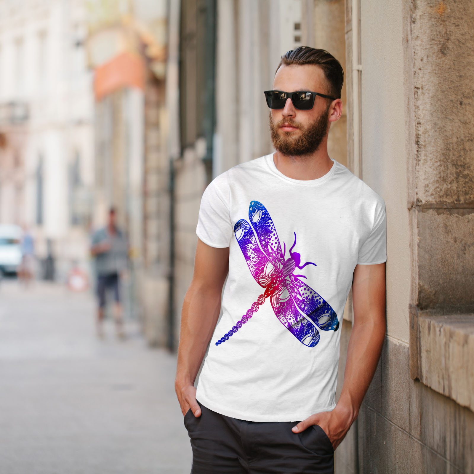 insetti design grafico stampato T-shirt Wellcoda COLORATO Dragon Fly Uomo T-shirt