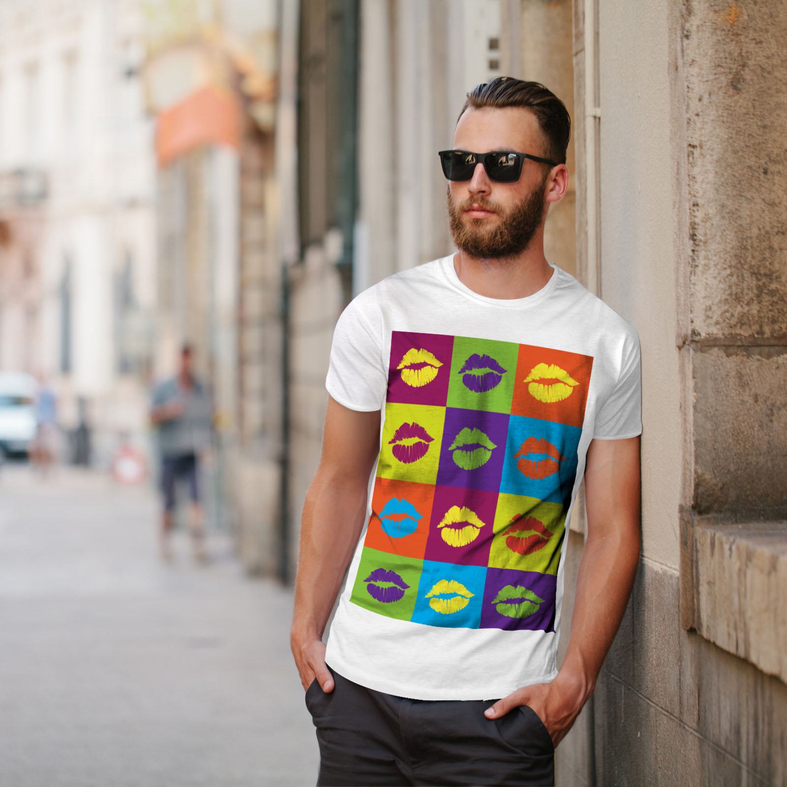 Color Graphic Design Printed Tee Wellcoda Lips Cool Design Mens T-shirt