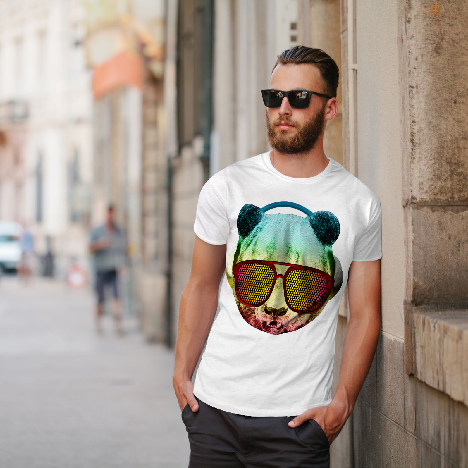 Wellcoda Music Fan Panda Bear Mens T-shirt Funky Graphic Design Printed Tee