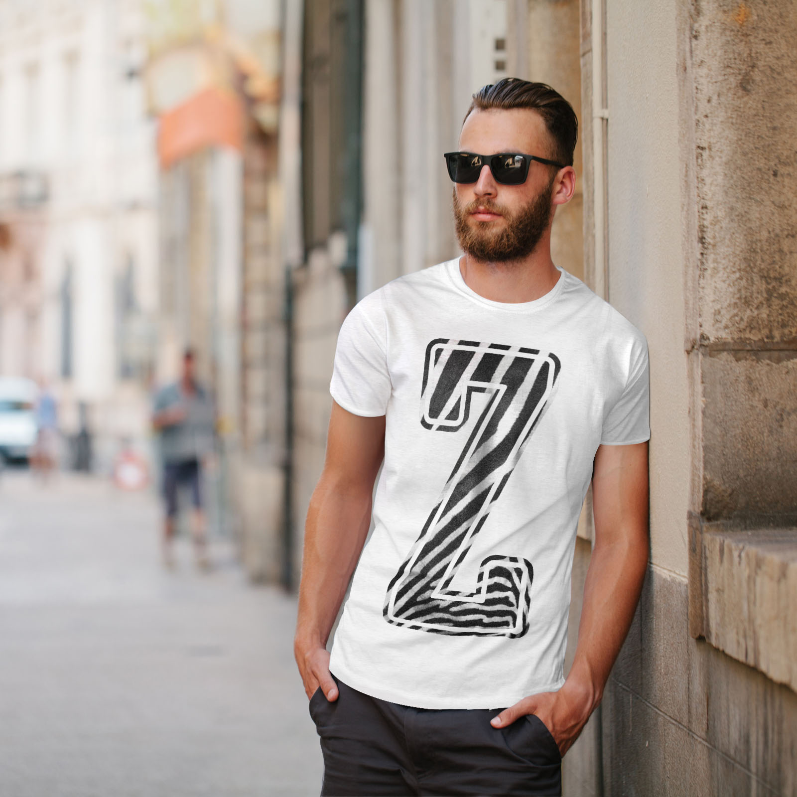 Safari design grafico stampato T-shirt Wellcoda lettera Z Zebra Moda Da Uomo T-shirt
