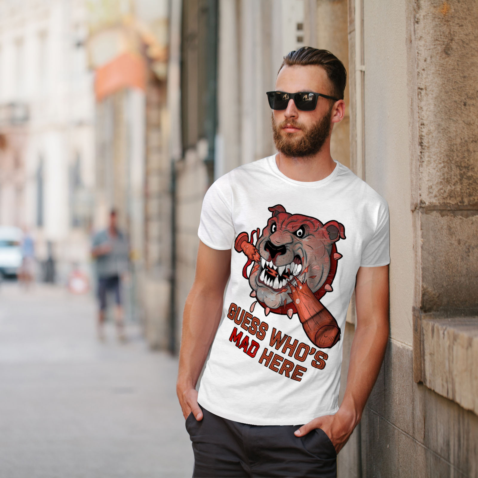 Wellcoda Mad agressif en colère chien T-shirt homme jeu de conception graphique imprimé Tee
