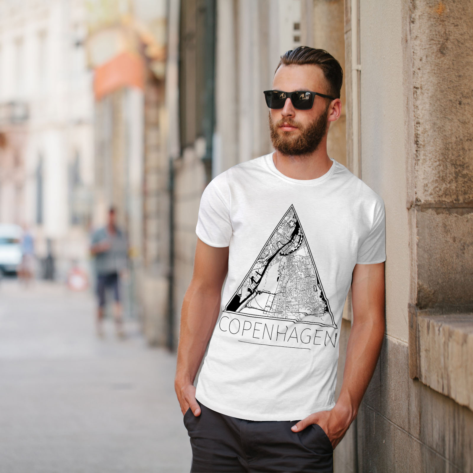 Big Graphic Design Printed Tee Wellcoda Denmark Copenhagen Mens T-shirt