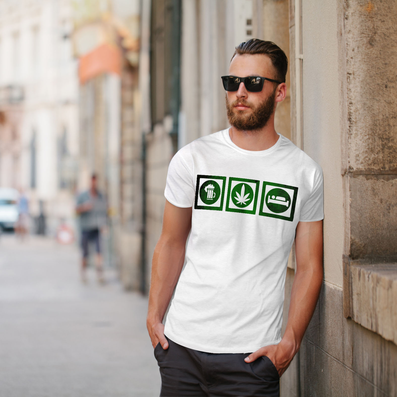 Wellcoda BIRRA ERBA SLEEP Divertente Uomo T-shirt Life design grafico stampato T-shirt