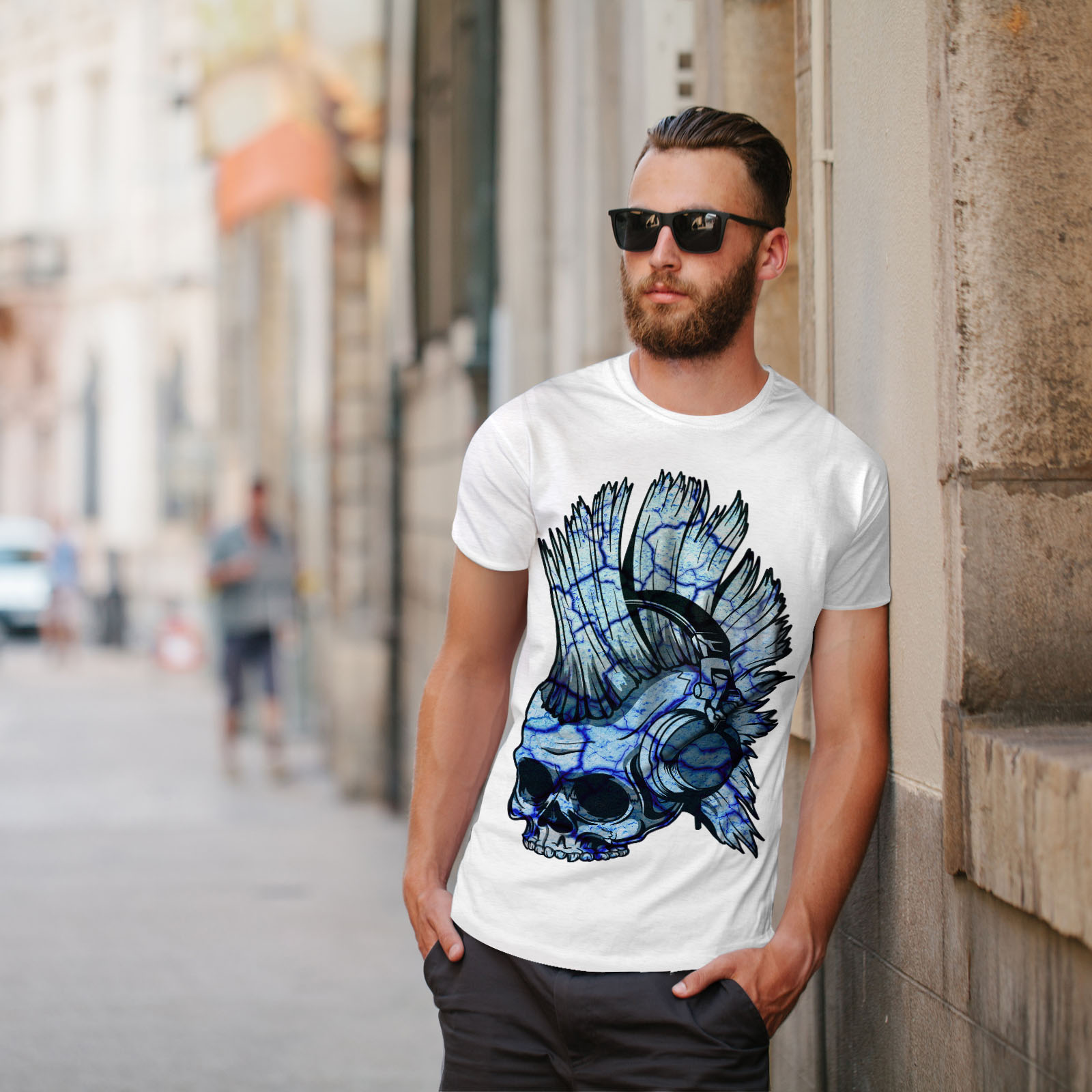 Wellcoda Funk Music Metal Skull Mens T-shirt Street Graphic Design Printed Tee