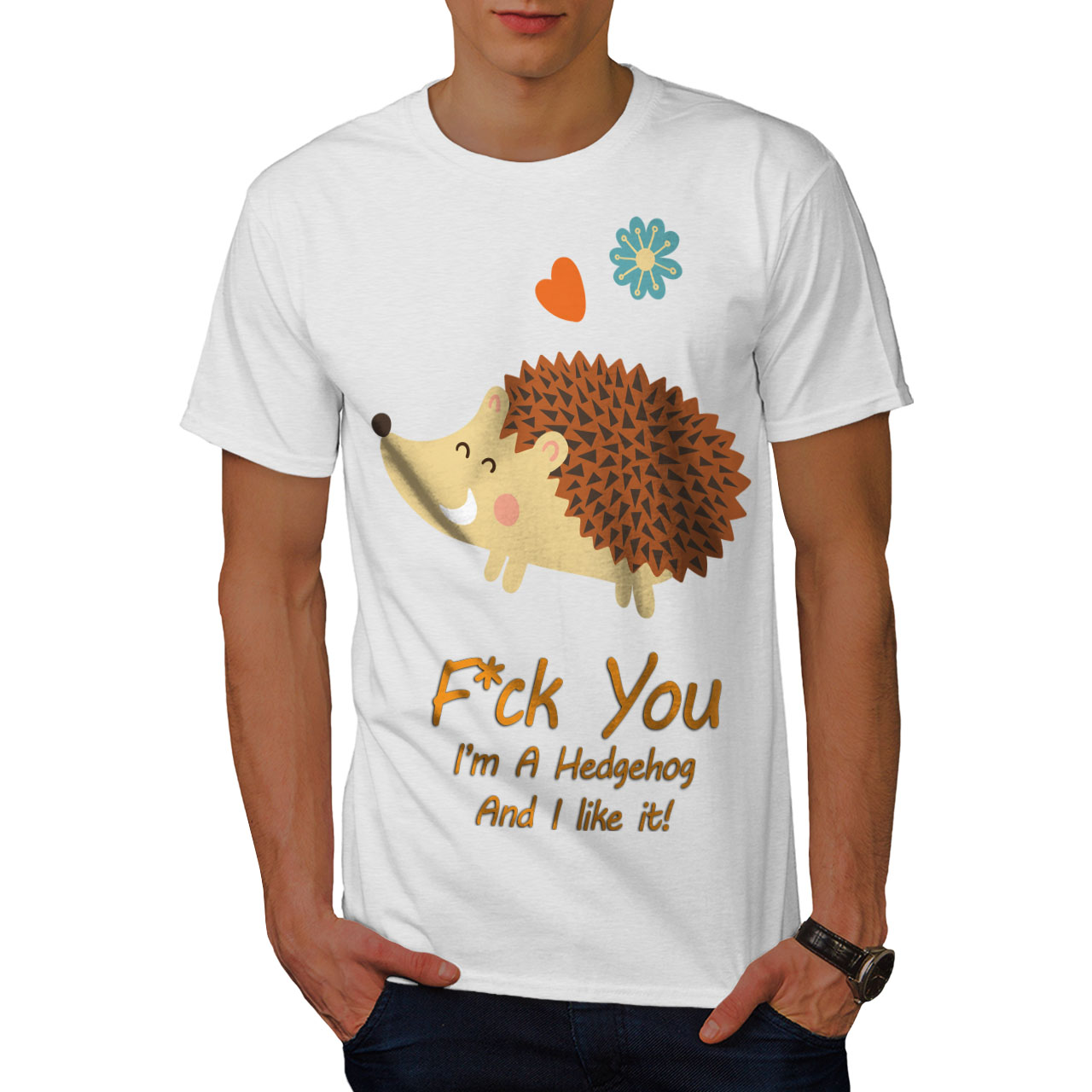 heureux de conception graphique imprimé Tee Wellcoda Hérisson Cool Blague T-shirt homme