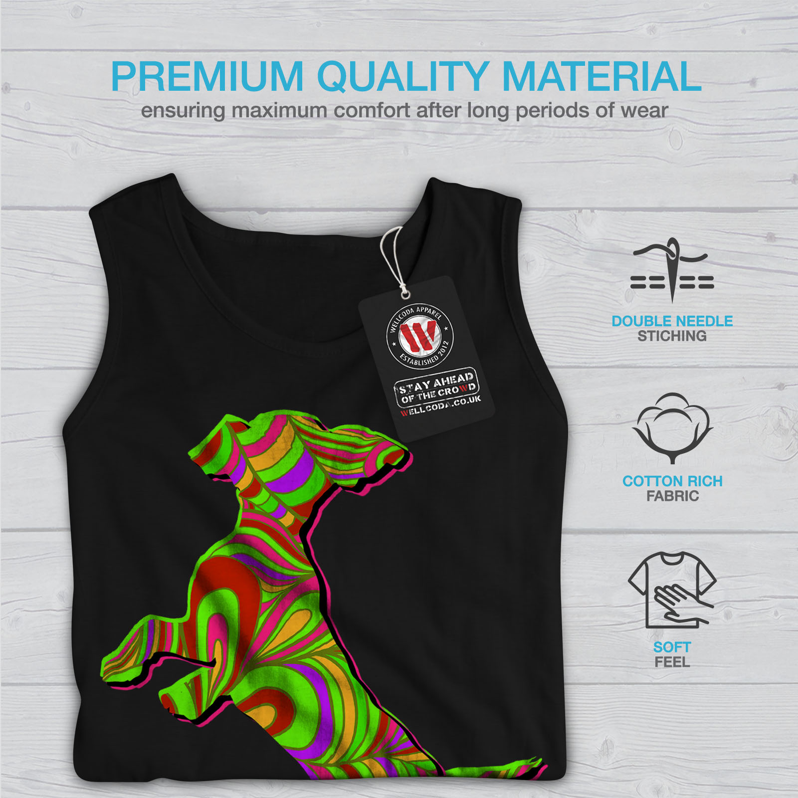 Wellcoda Psychedelic Dog Fashion Mens Tank Top Color Active Sports Shirt