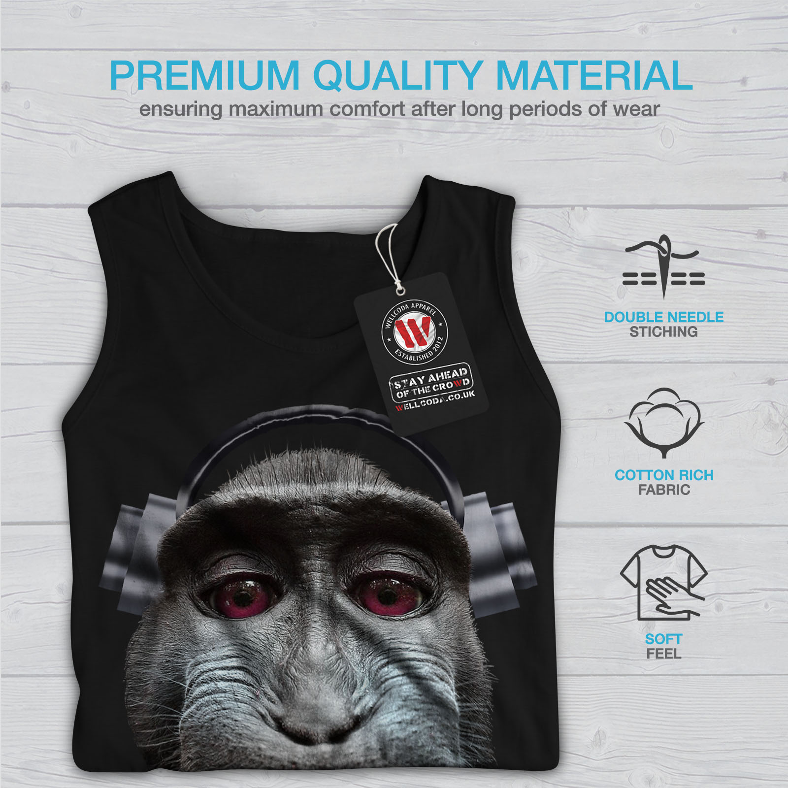 Audio Active Sports Shirt Wellcoda Monkey Song Animal Mens Tank Top