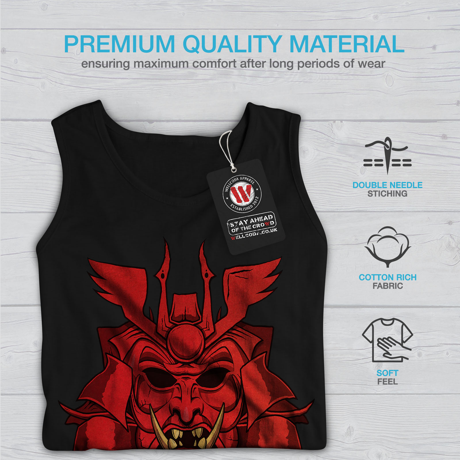 Wellcoda Japanese Oni Mask Mens Tank Top Japan Active Sports Shirt