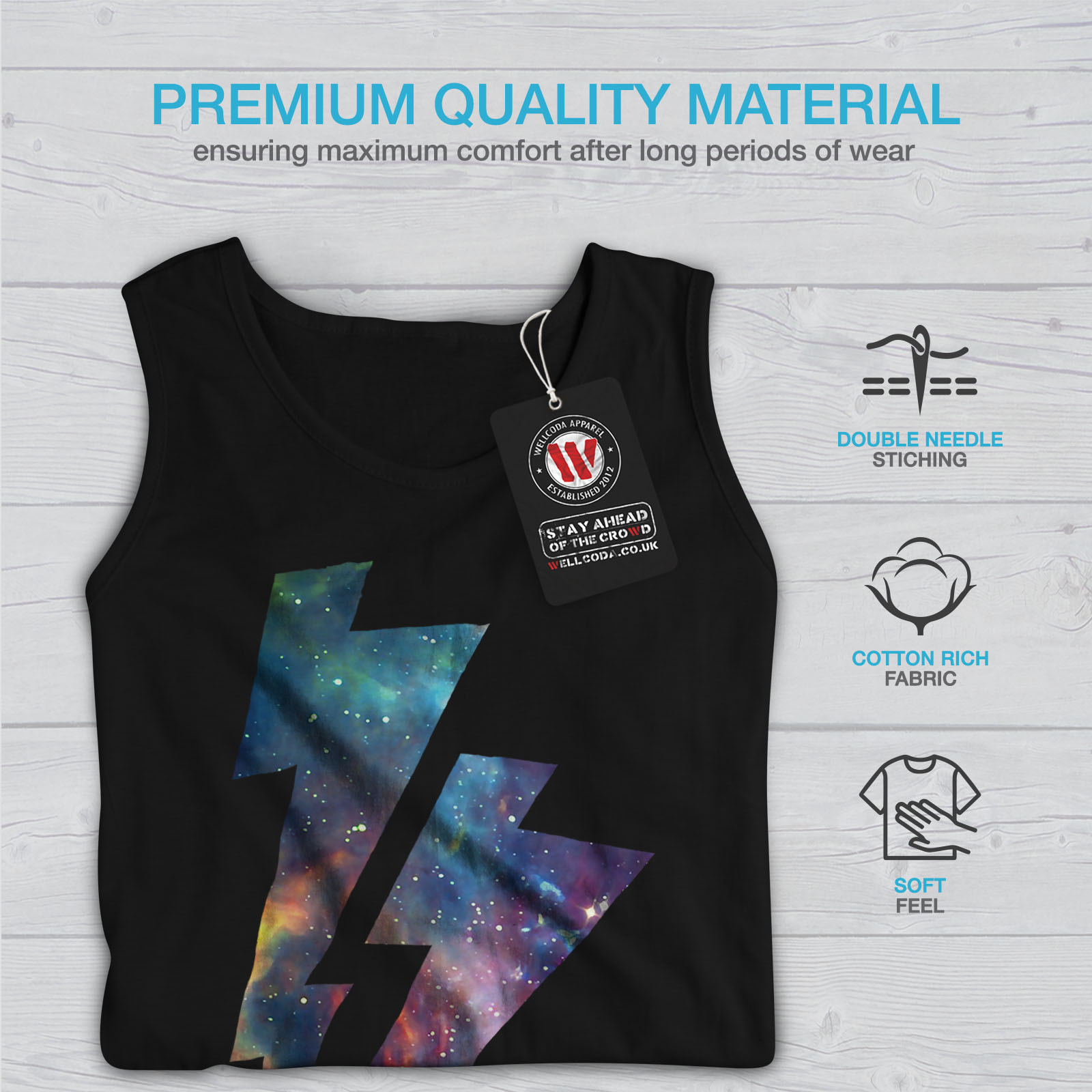 Wellcoda Space Thunder Mens Tank Top Lightning Active Sports Shirt