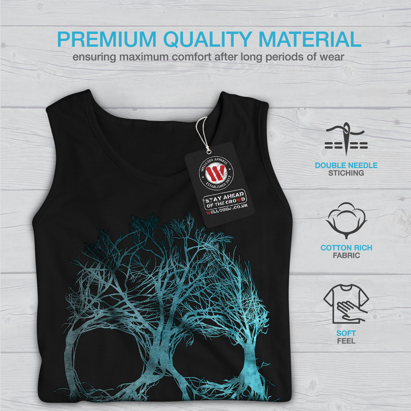 Angel Active Sports Shirt Wellcoda Nature Tree Metal Skull Mens Tank Top