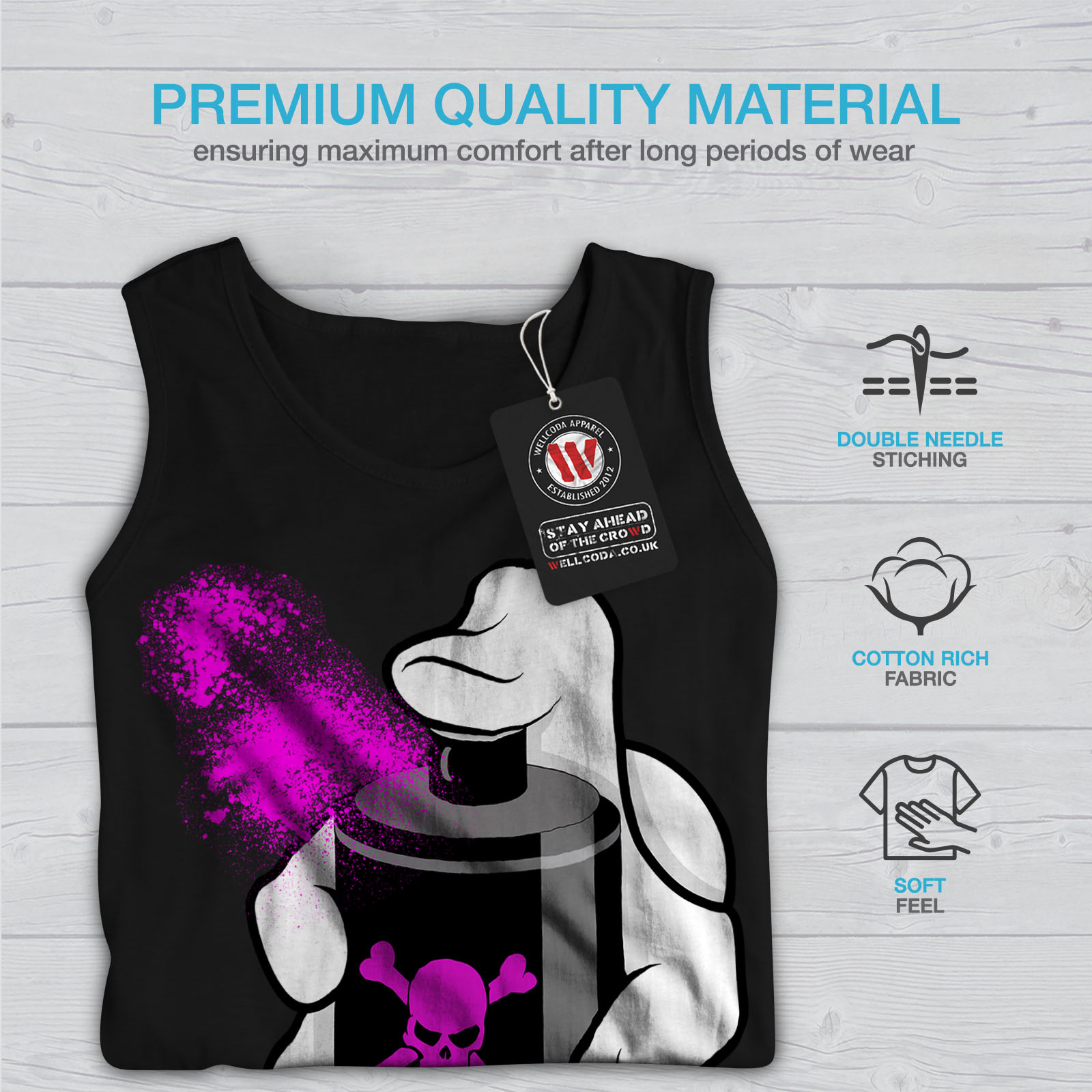 Pink Active Sports Shirt Wellcoda Deadly Graffiti Fashion Mens Tank Top