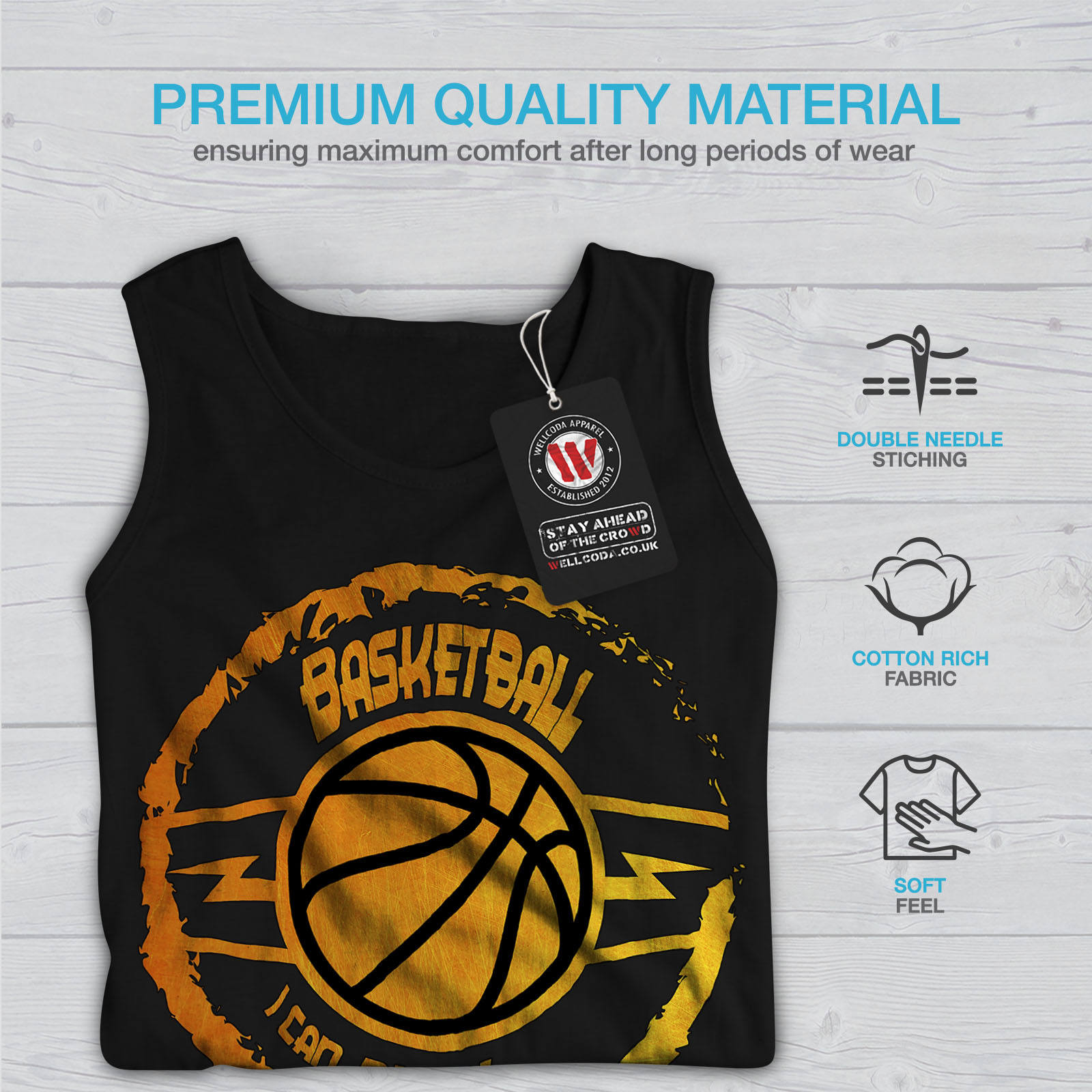 Best Active Sports Shirt Wellcoda Basketball Game Sport Mens Tank Top