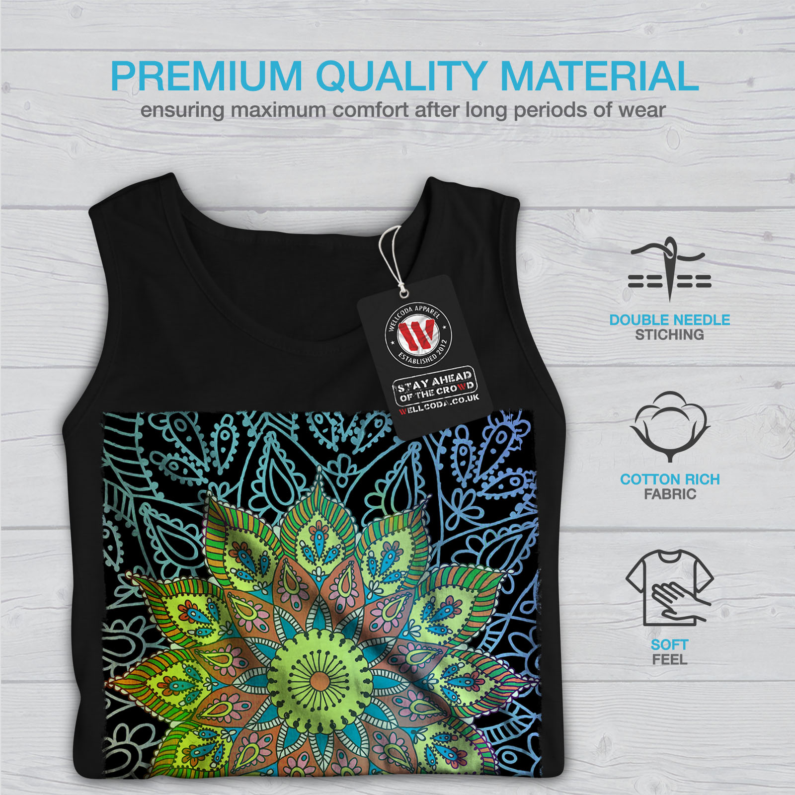 Wellcoda India Shaman Mandala Mens Tank Top Harmony Active Sports Shirt
