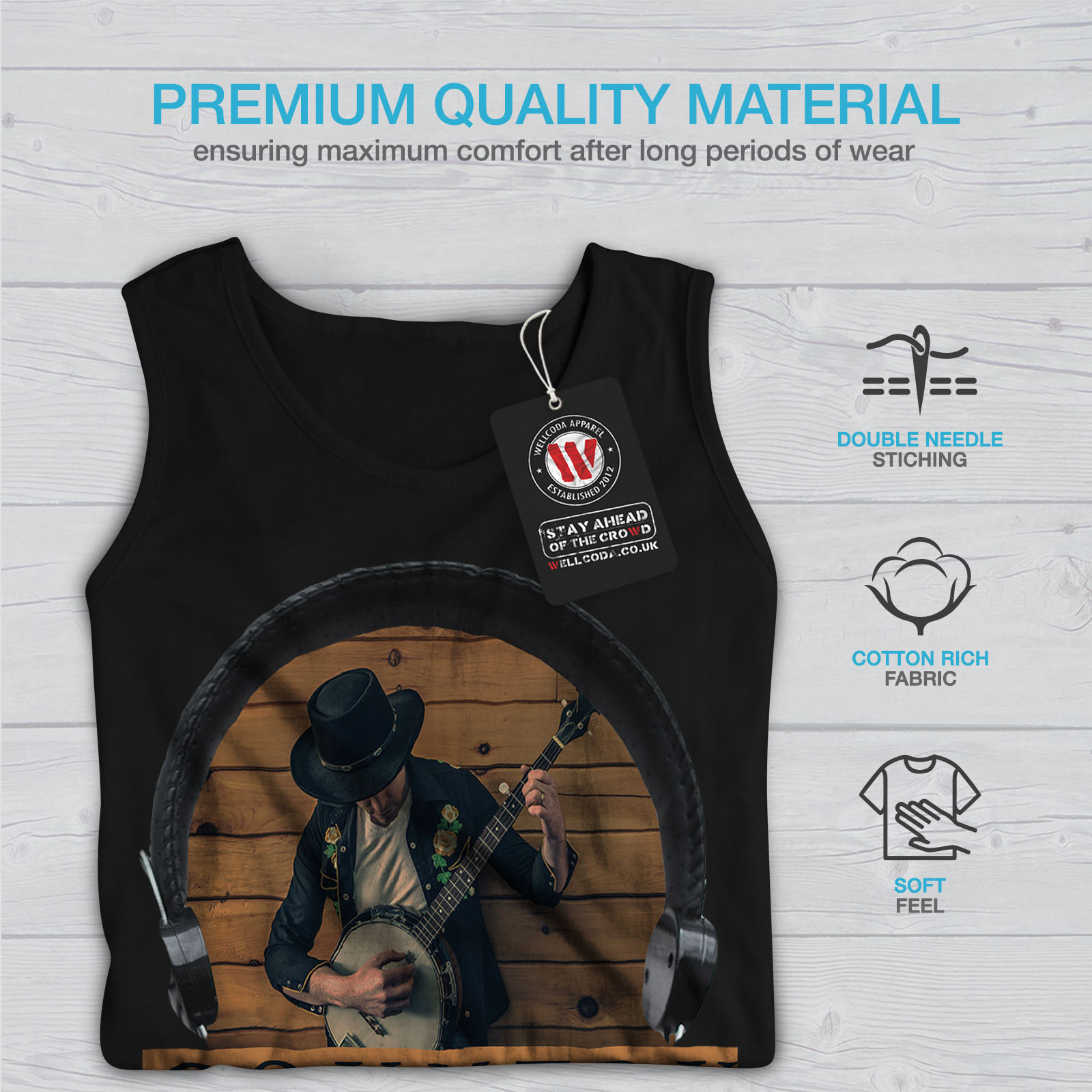 Music Active Sports Shirt Wellcoda Country Song Dance Mens Tank Top