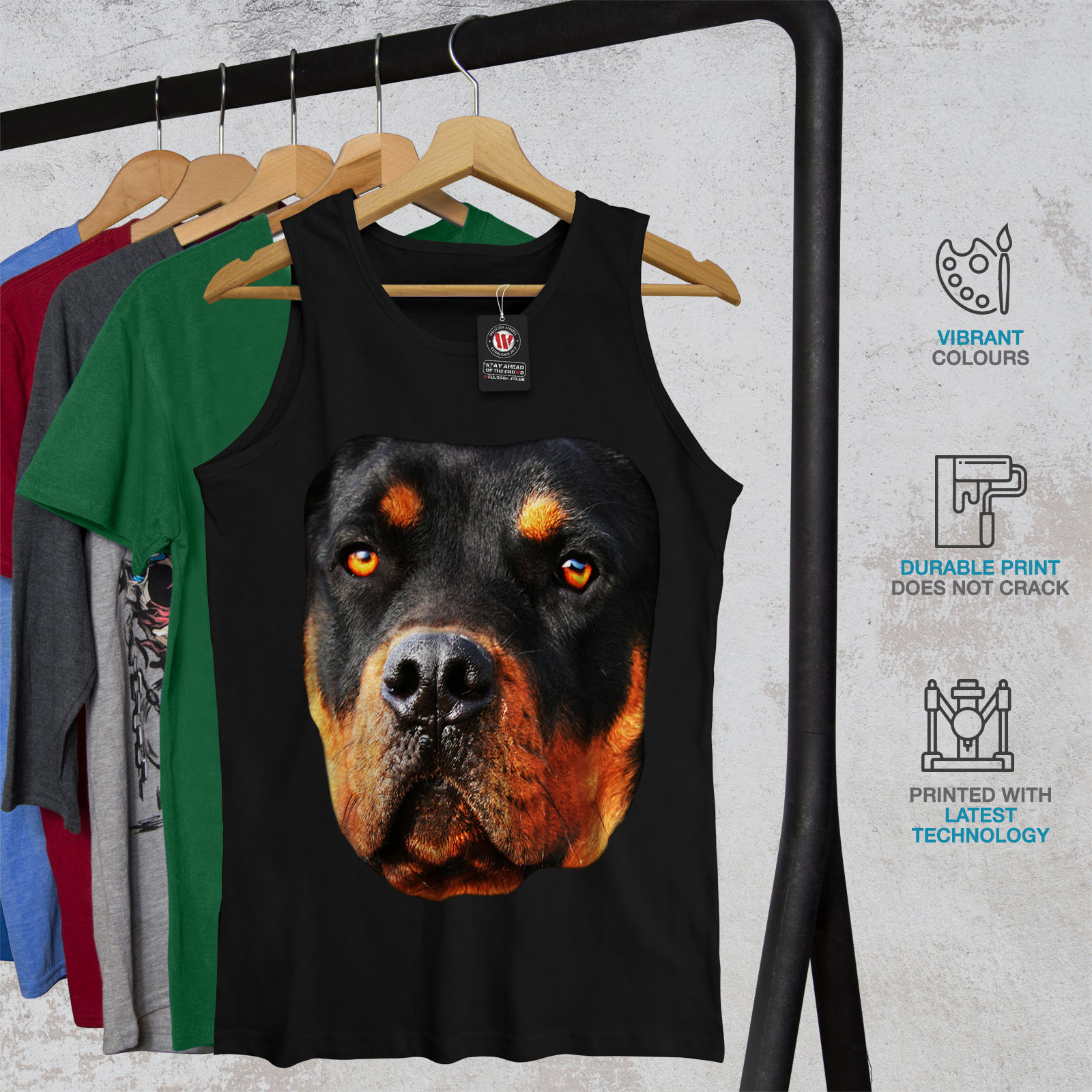 Wellcoda Rottweiler Pup Animal Mens Tank Top Lovely Active Sports Shirt