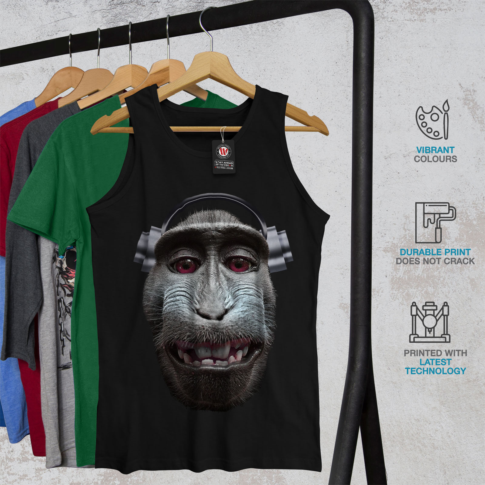 Audio Active Sports Shirt Wellcoda Monkey Song Animal Mens Tank Top