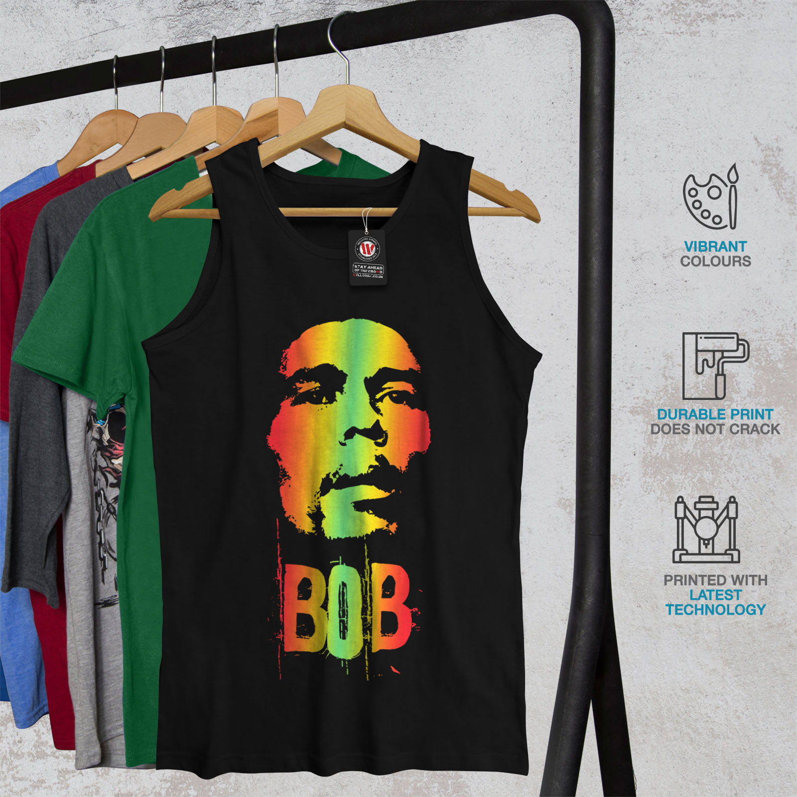Wellcoda 42 Pot Rasta Bob Mens Tank Top Music Active Sports Shirt 