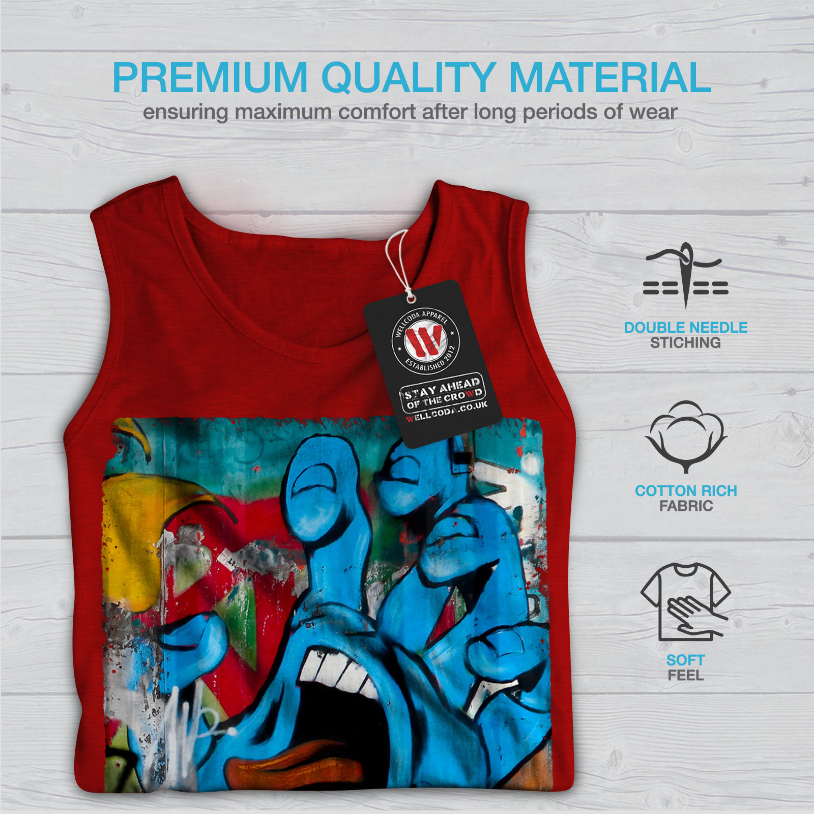 Wellcoda Graffiti Design Mens Tank Top Street Active Sports Shirt