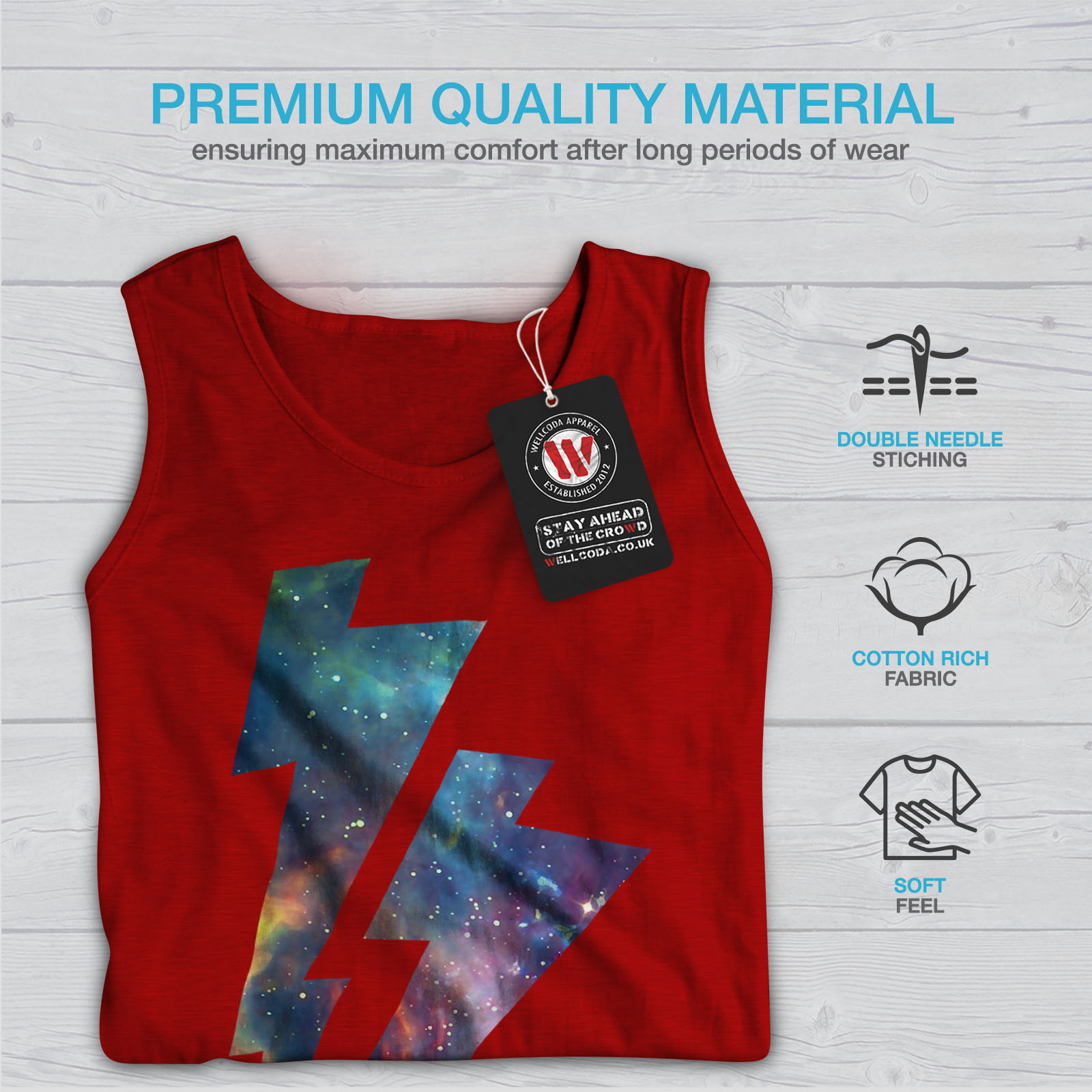 Wellcoda Space Thunder Mens Tank Top Lightning Active Sports Shirt