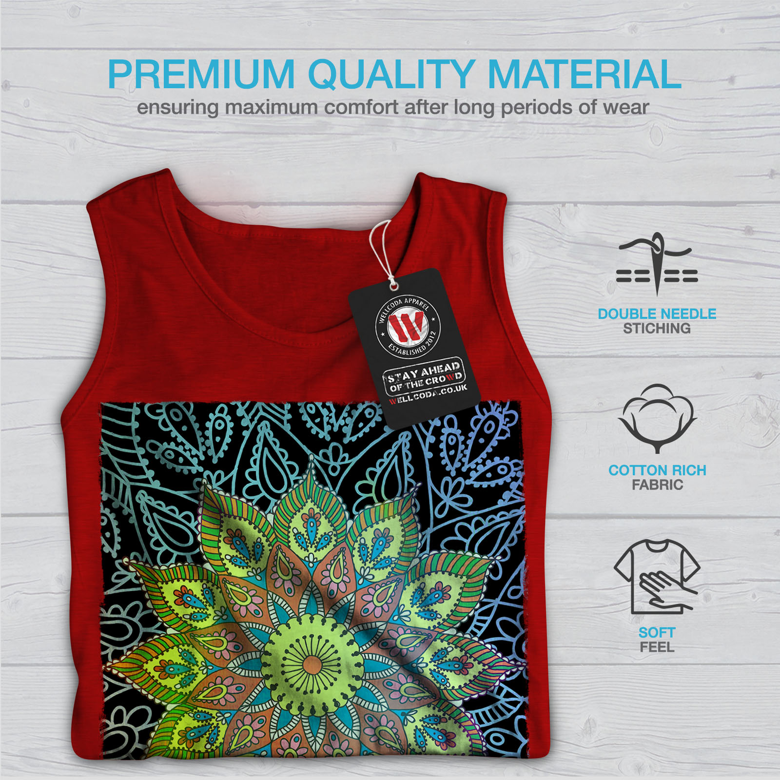 Wellcoda India Shaman Mandala Mens Tank Top Harmony Active Sports Shirt