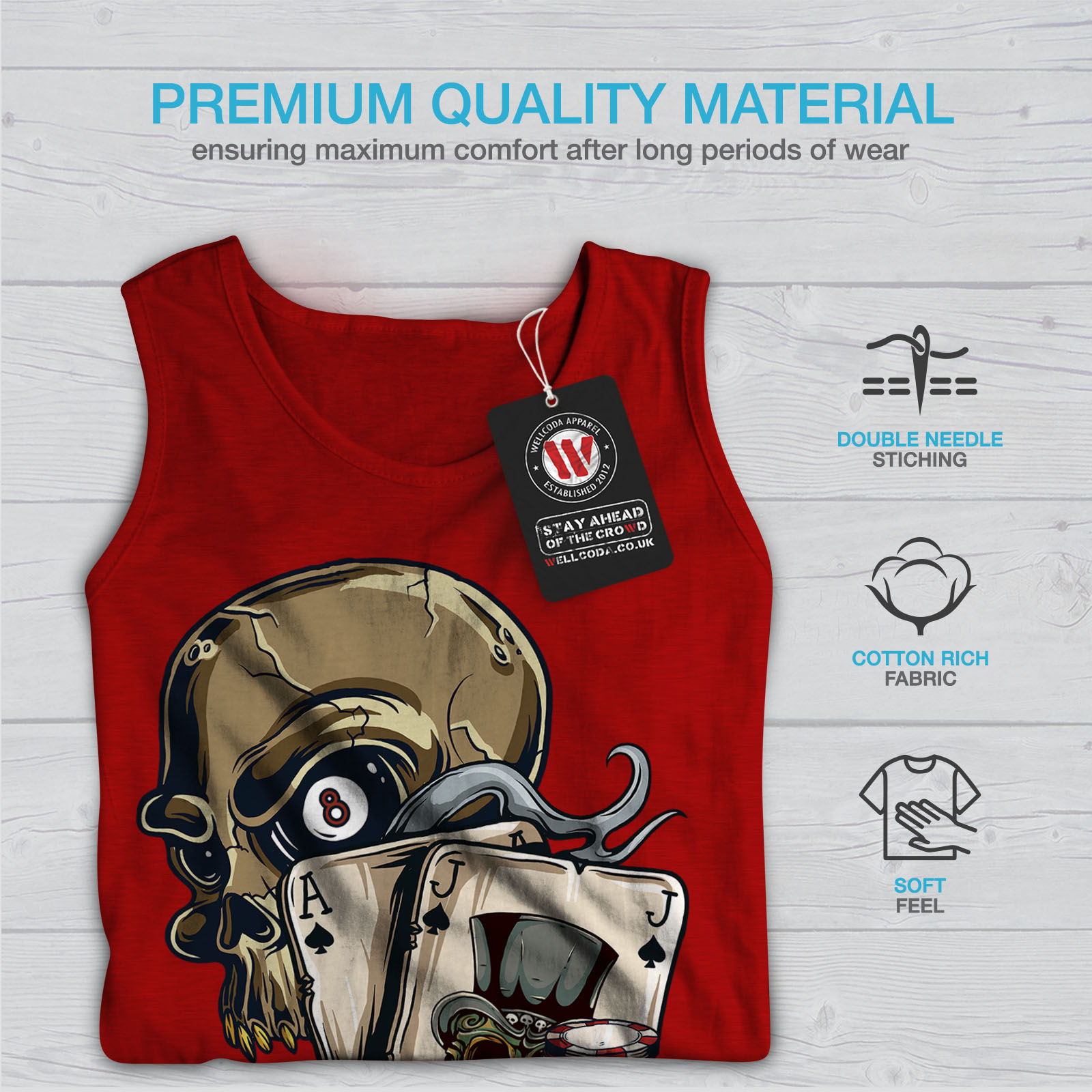 jouer Gamble Active Sports Shirt Wellcoda Crâne Poker Card Homme Tank Top
