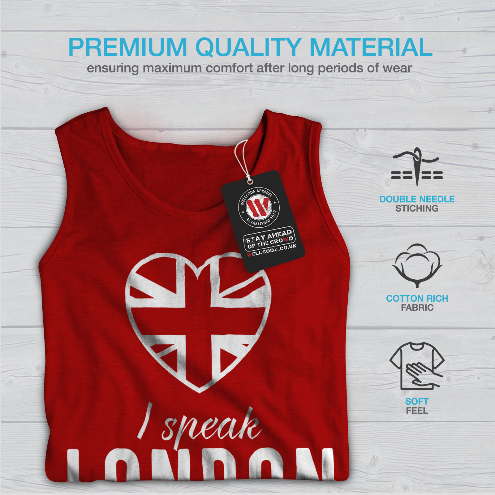 UK Active Sports Shirt Wellcoda Speak British UK London Mens Tank Top