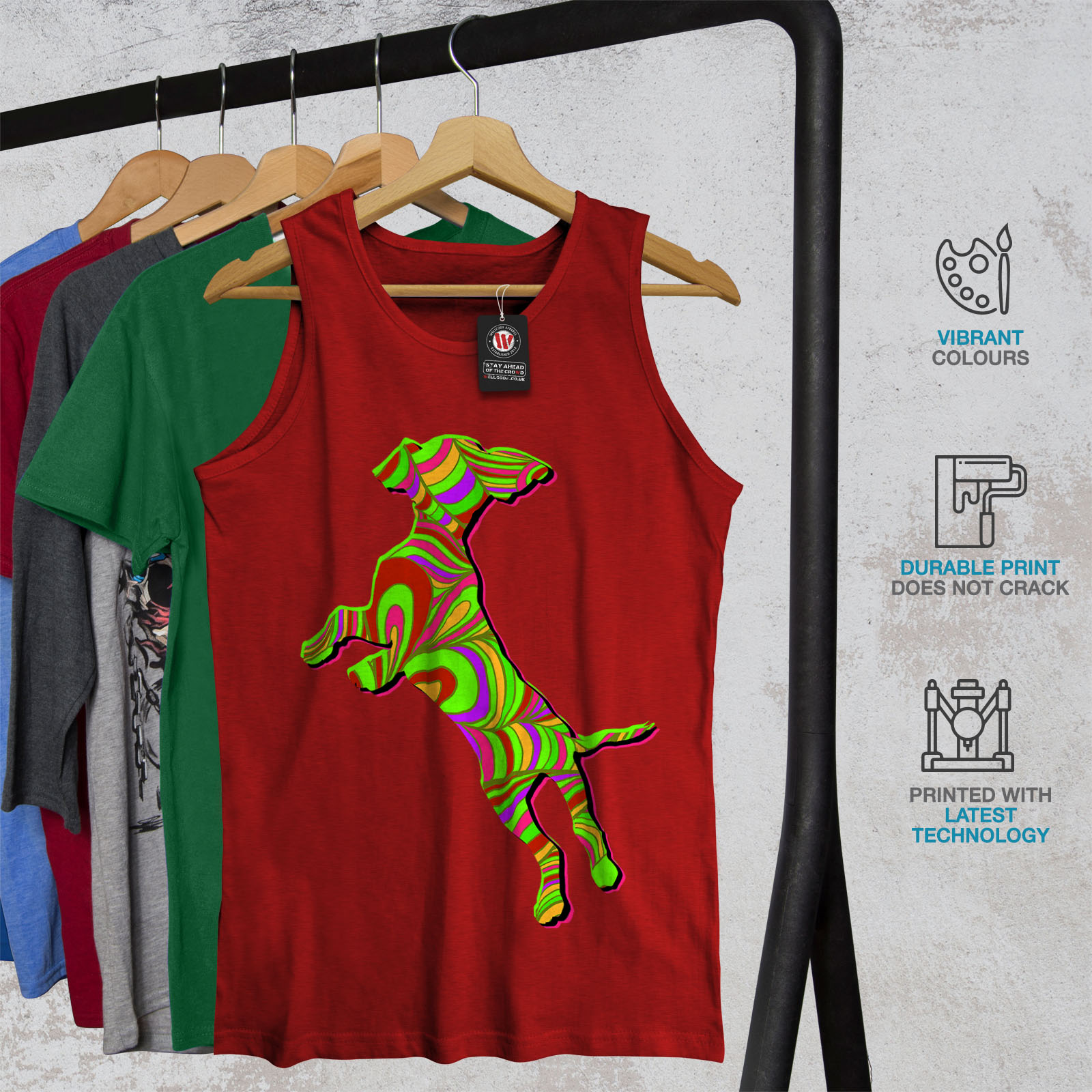 Wellcoda Psychedelic Dog Fashion Mens Tank Top Color Active Sports Shirt