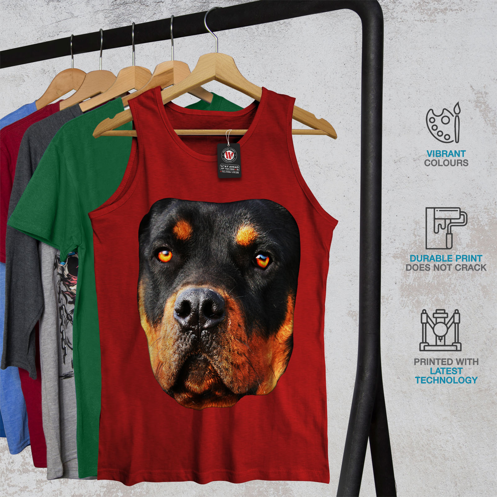 Wellcoda Rottweiler Pup Animal Mens Tank Top Lovely Active Sports Shirt