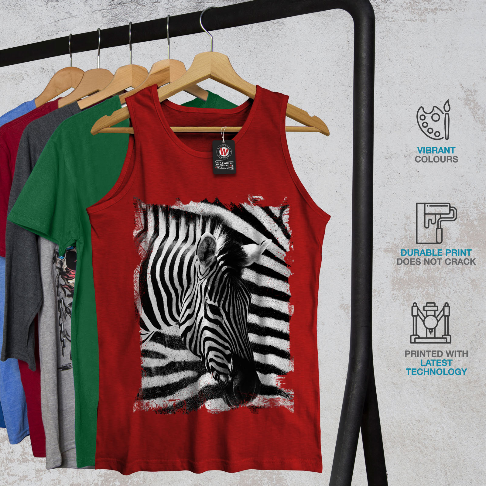 Camicia a righe SPORTIVO Wellcoda Safari Testa Zebra Canotta Da Uomo