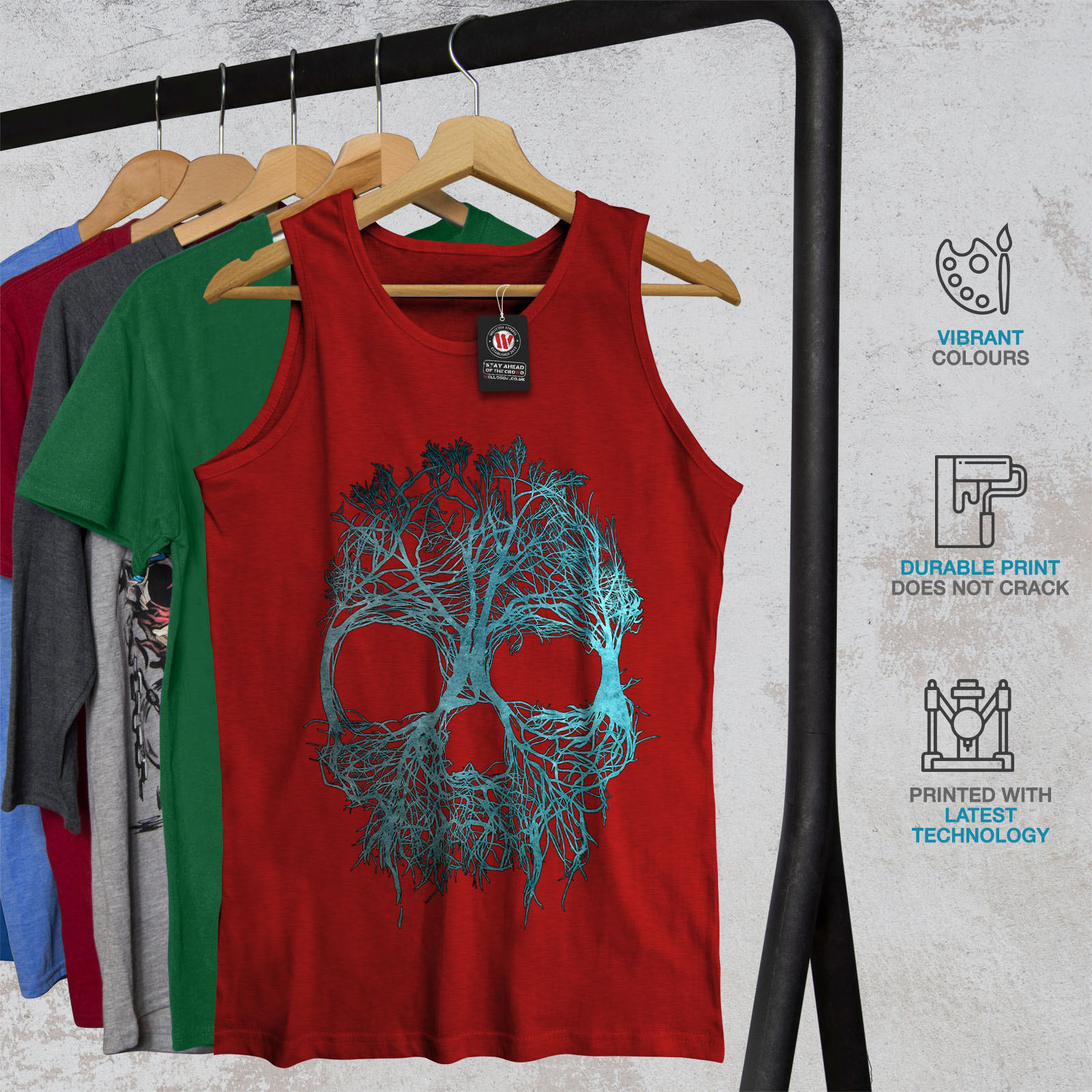 Angel Active Sports Shirt Wellcoda Nature Tree Metal Skull Mens Tank Top
