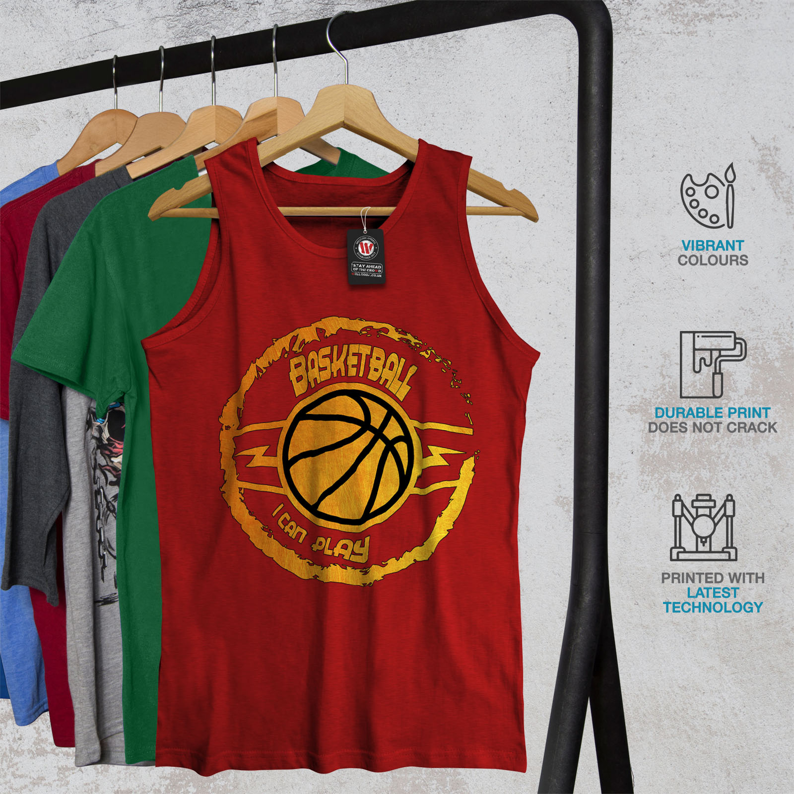 Best Active Sports Shirt Wellcoda Basketball Game Sport Mens Tank Top