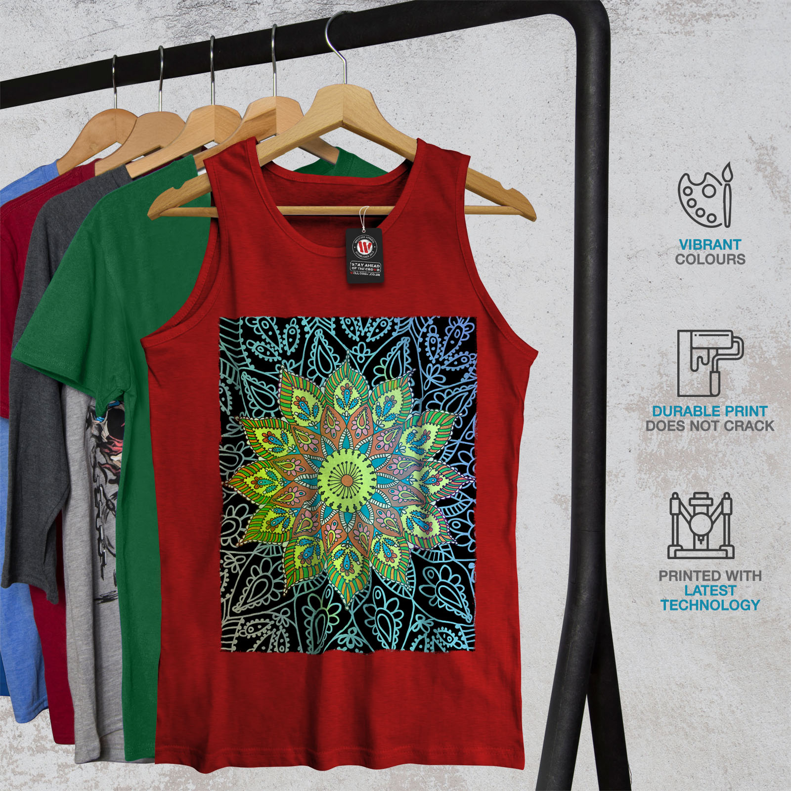 Wellcoda India Shaman Mandala Mens Tank Top Harmony Active Sports Shirt