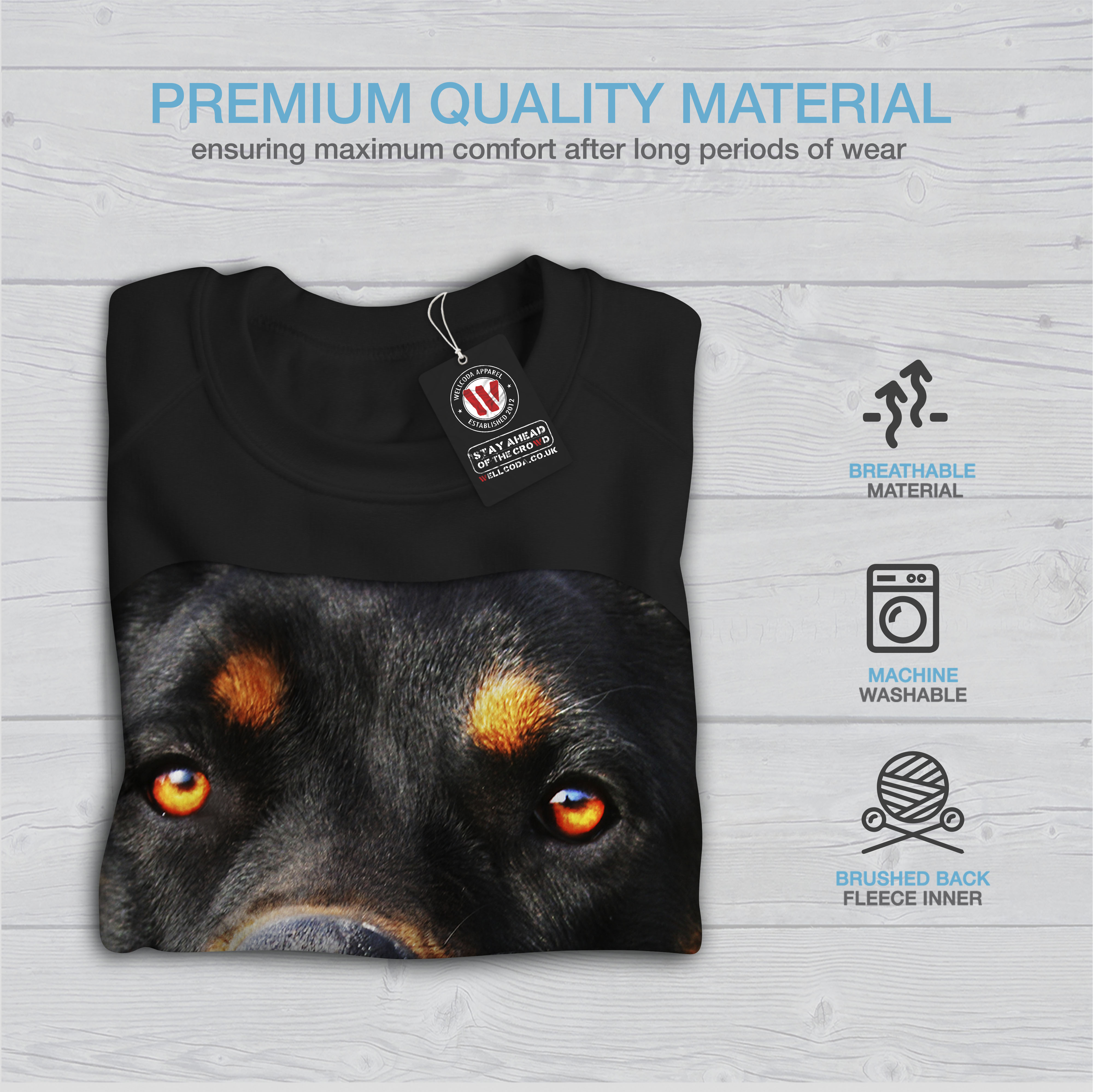 Wellcoda Rottweiler Cucciolo Animale Da Donna Felpa BELLISSIMO Casual Pullover Maglione