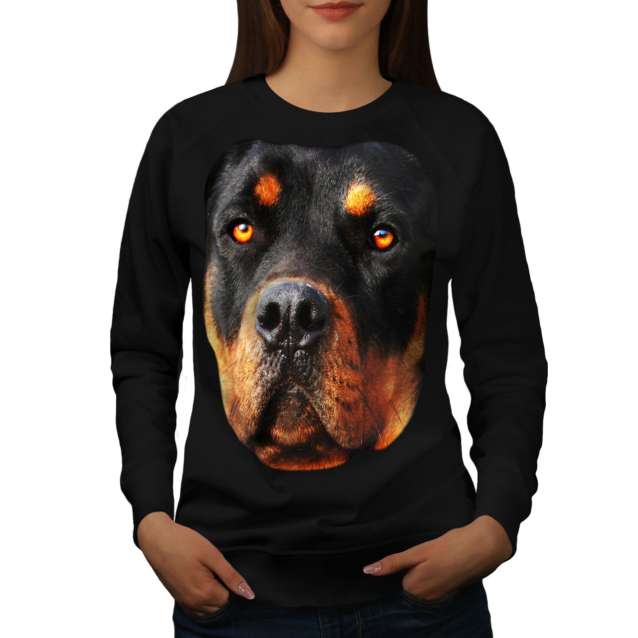 Wellcoda Rottweiler Cucciolo Animale Da Donna Felpa BELLISSIMO Casual Pullover Maglione