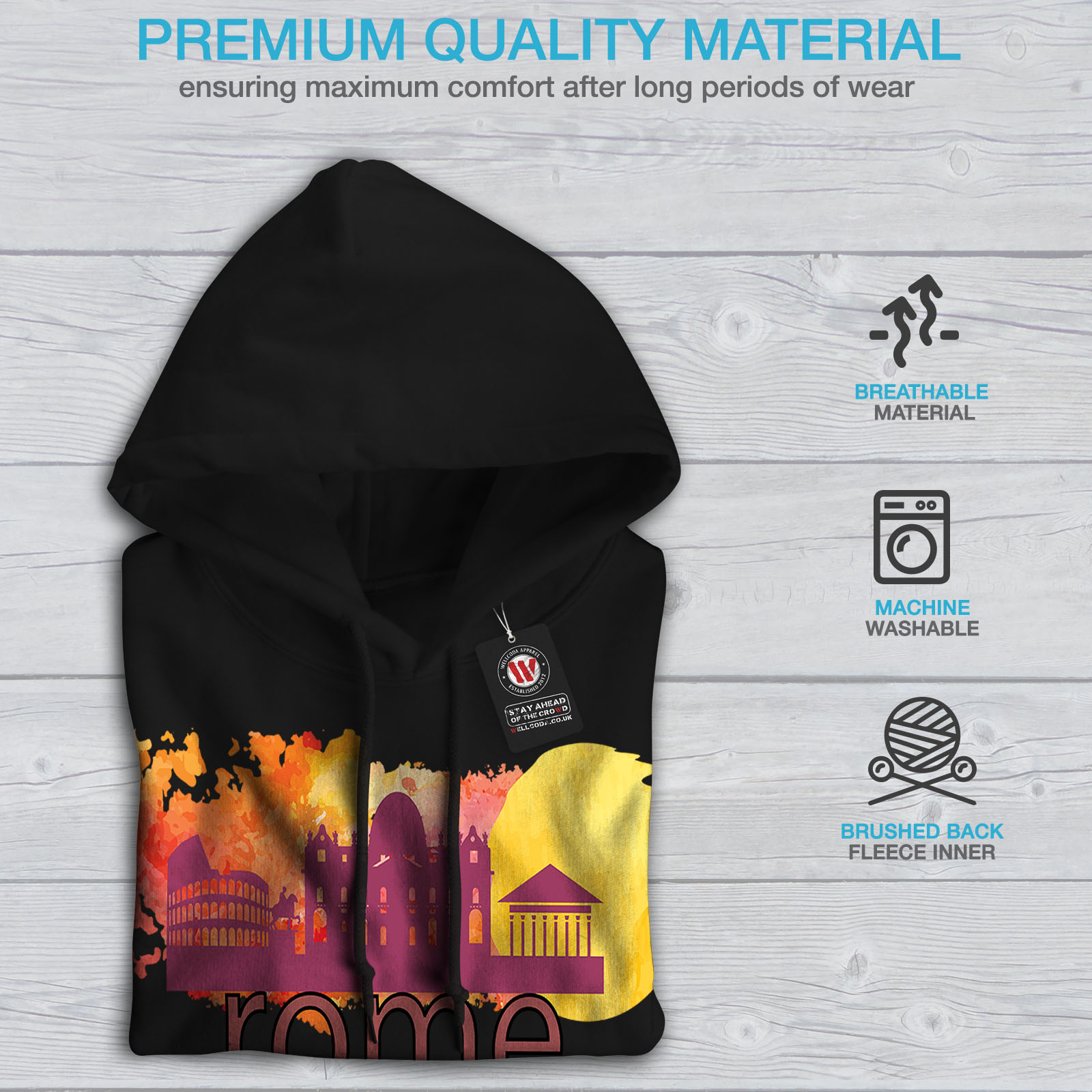 Wellcoda Rome View Womens Hoodie Tourism Casual Hooded Sweatshirt