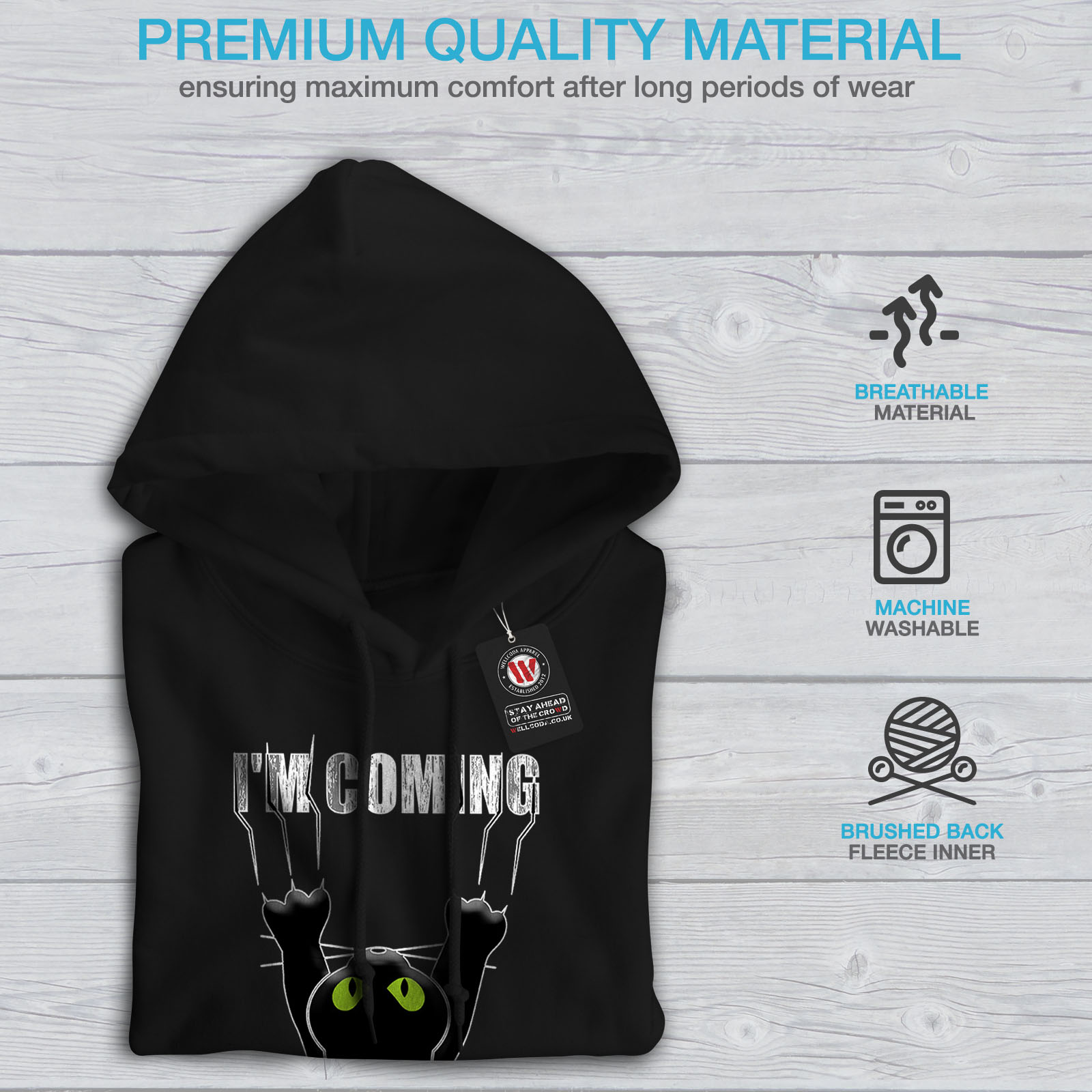 Fun Casual Hooded Sweatshirt Wellcoda Attached Cute Funny Cat Womens Hoodie