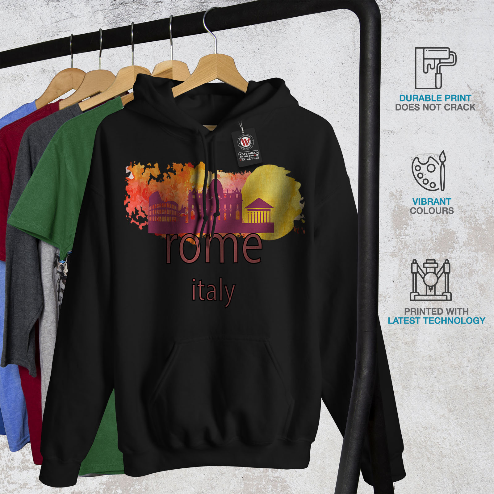 Wellcoda Rome View Womens Hoodie Tourism Casual Hooded Sweatshirt